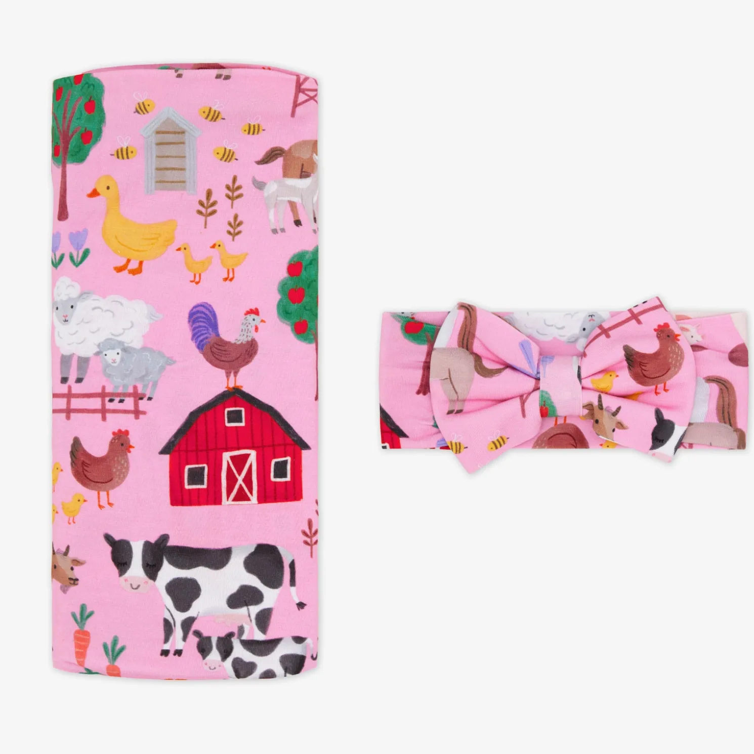 Farm Fam Swaddle & Luxe Bow Headband Set