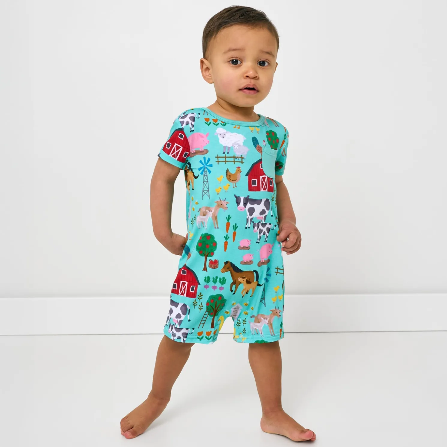 Farm Fam Pocket Shorty Romper