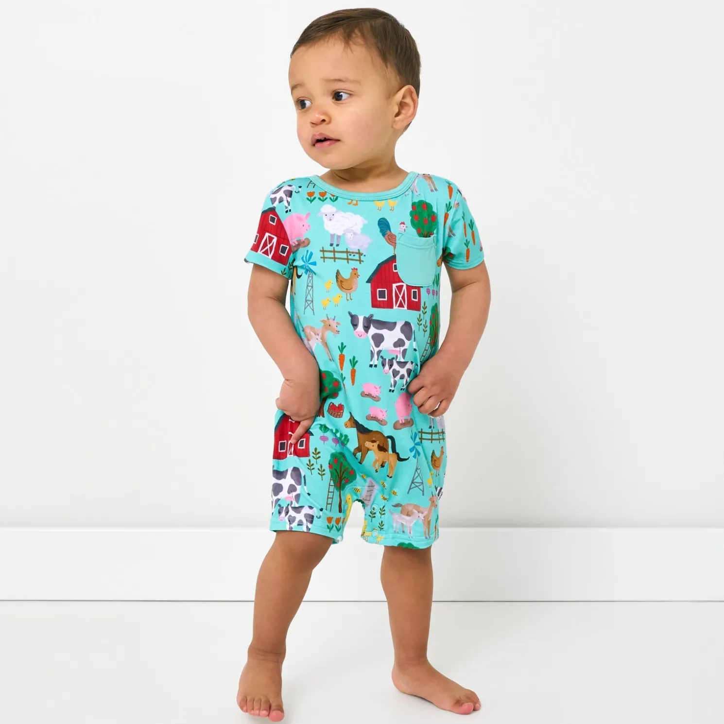 Farm Fam Pocket Shorty Romper