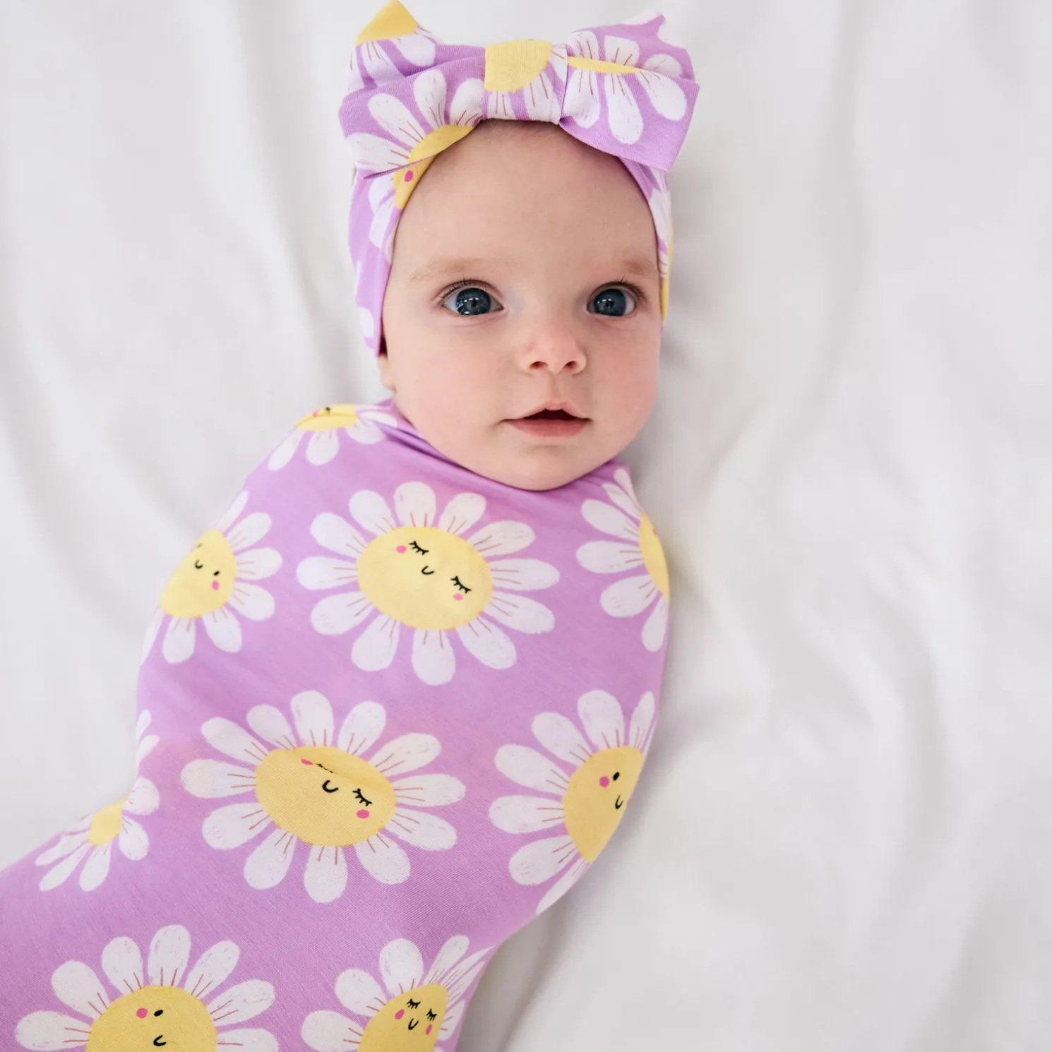 Flower Power Swaddle & Luxe Bow Headband Set