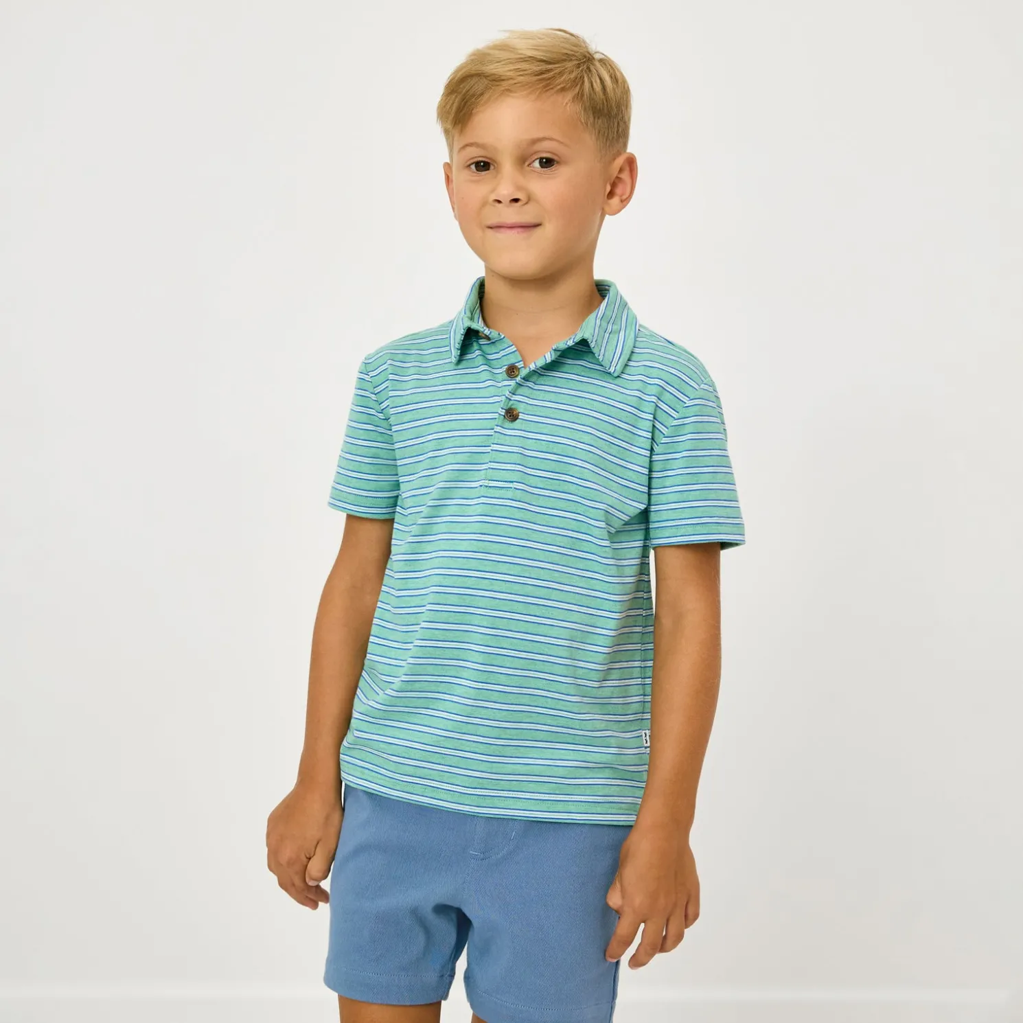 Fresh Green Heather Stripes Polo Shirt