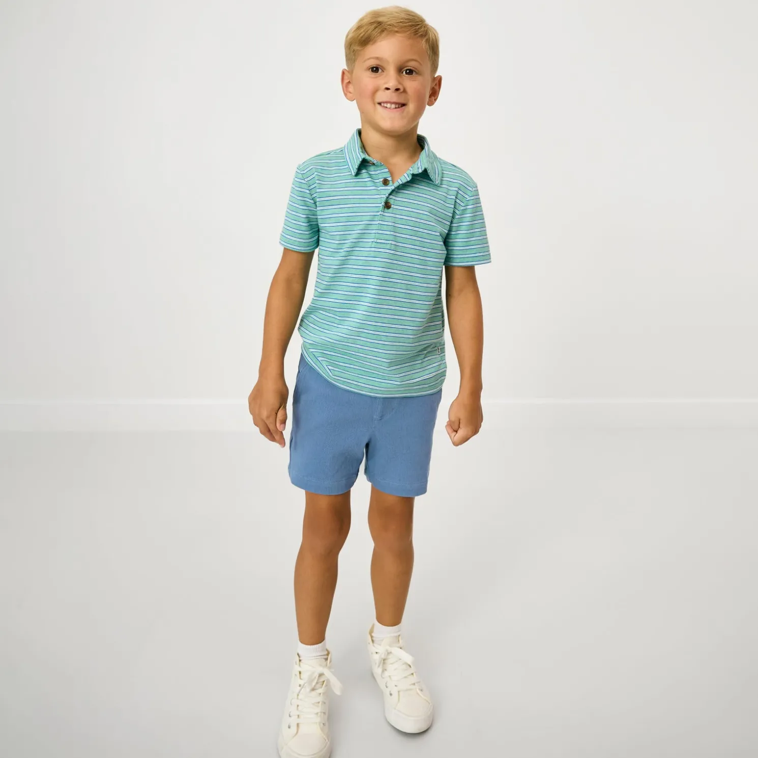 Fresh Green Heather Stripes Polo Shirt