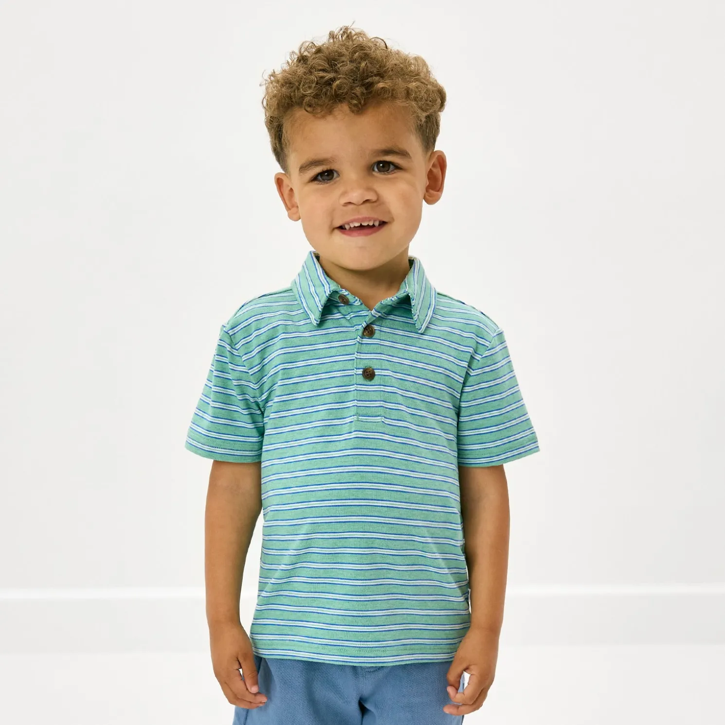 Fresh Green Heather Stripes Polo Shirt