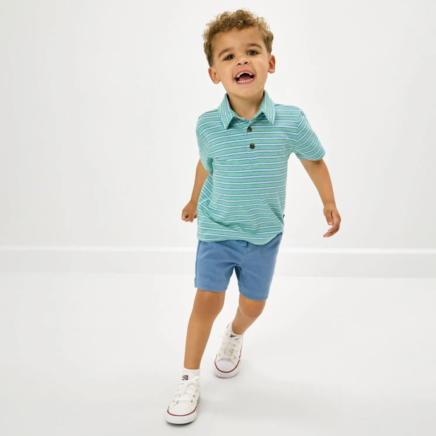 Fresh Green Heather Stripes Polo Shirt