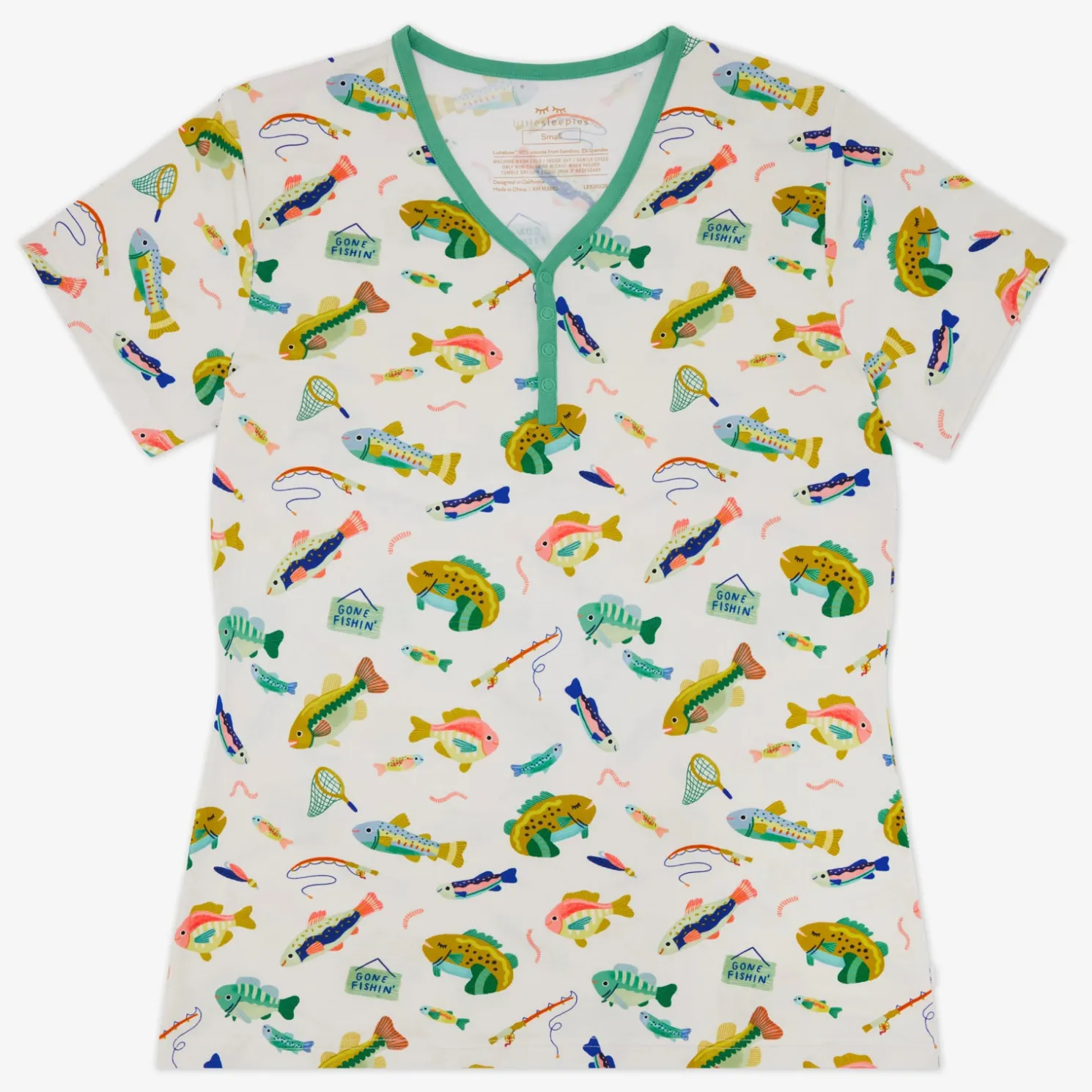 Gone Fishin' Women's Short Sleeve Pajama Top