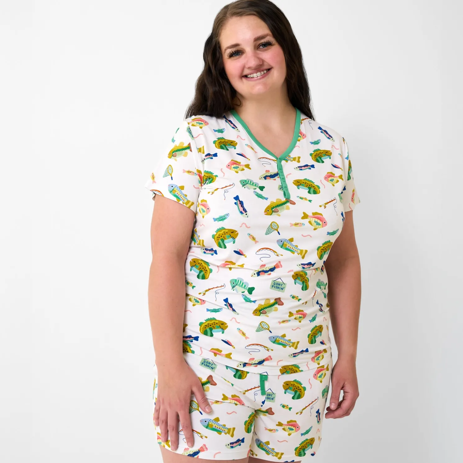 Gone Fishin' Women's Short Sleeve Pajama Top