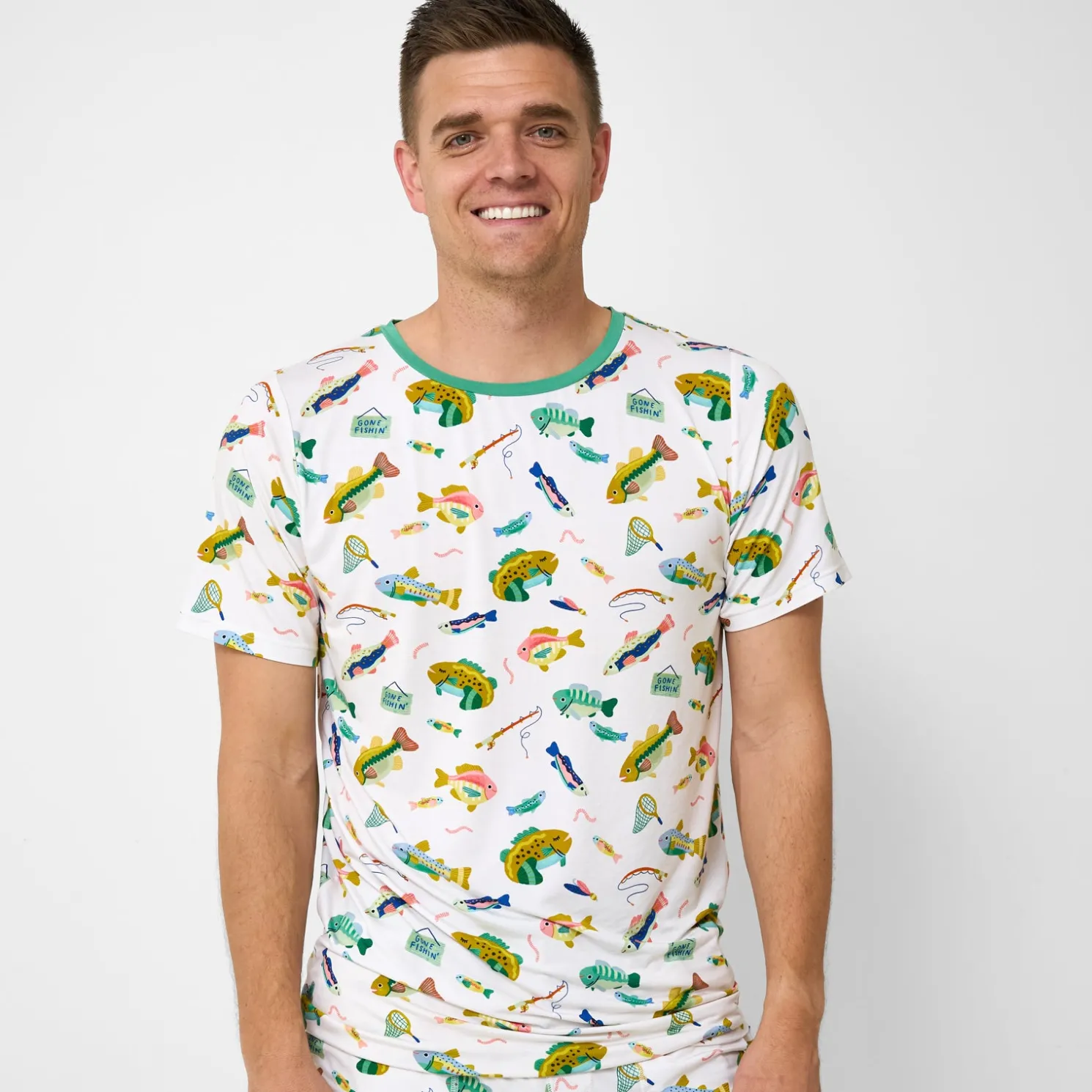 Gone Fishin' Men's Short Sleeve Pajama Top