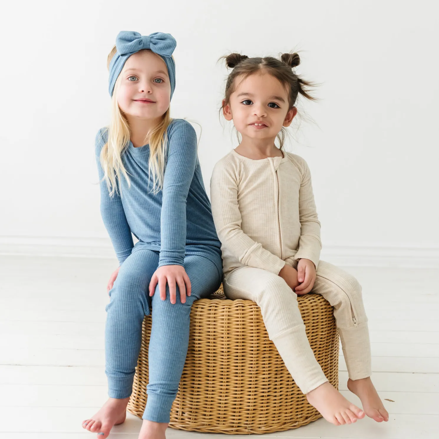 Heather Blue Two-Piece Ribbed Pajama Set