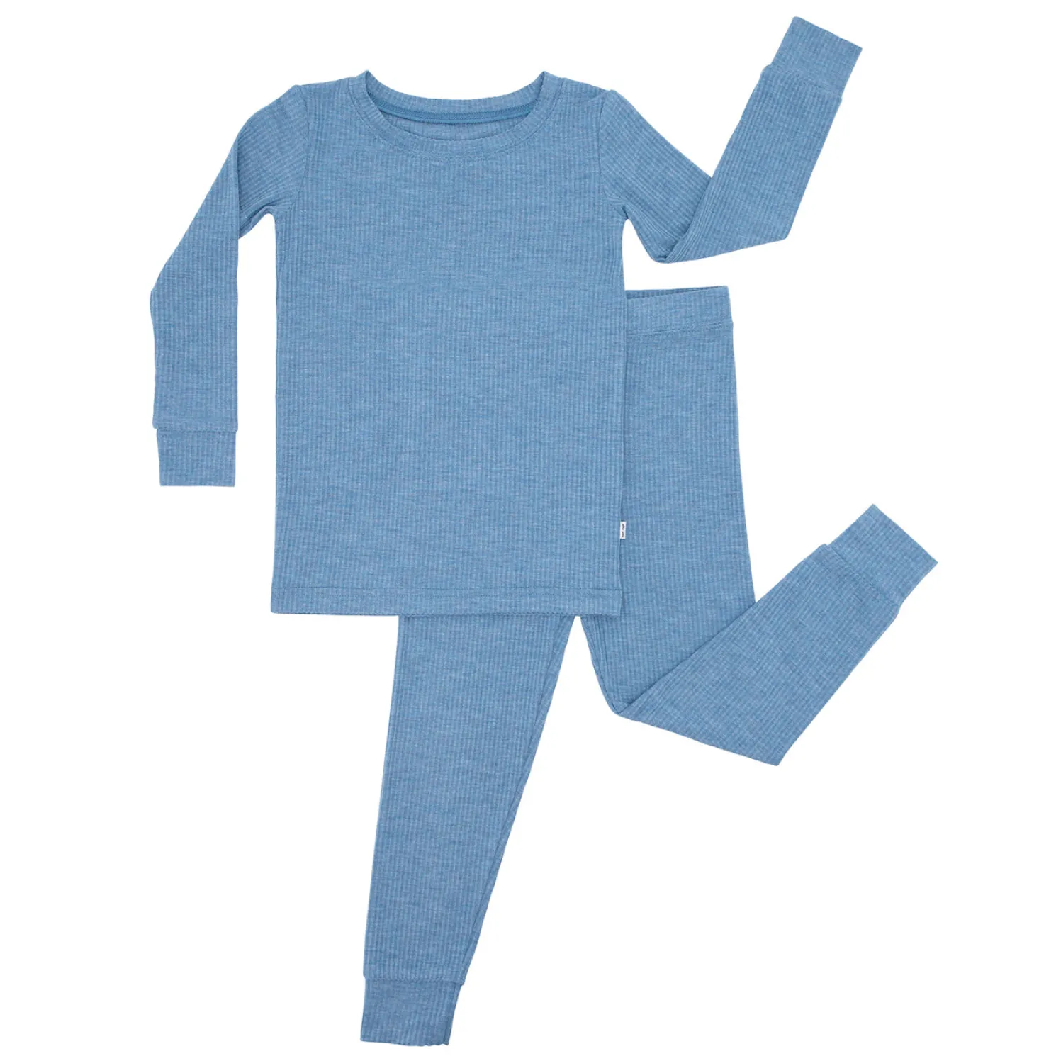 Heather Blue Two-Piece Ribbed Pajama Set