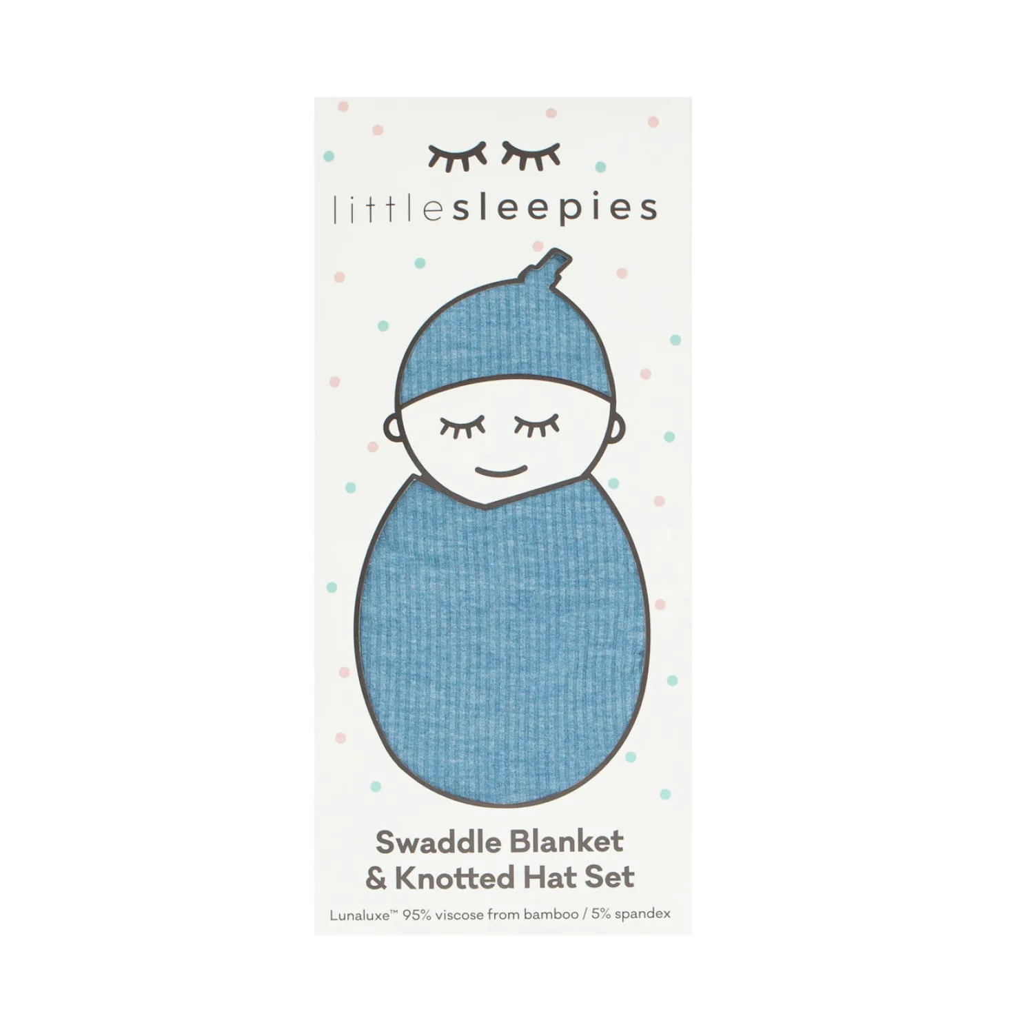 Heather Blue Ribbed Swaddle & Hat Set