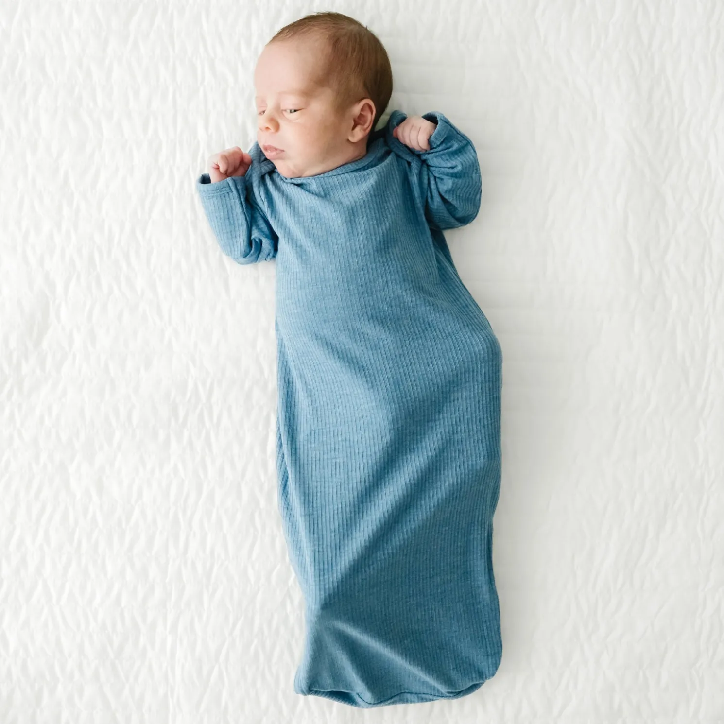 Heather Blue Ribbed Infant Gown