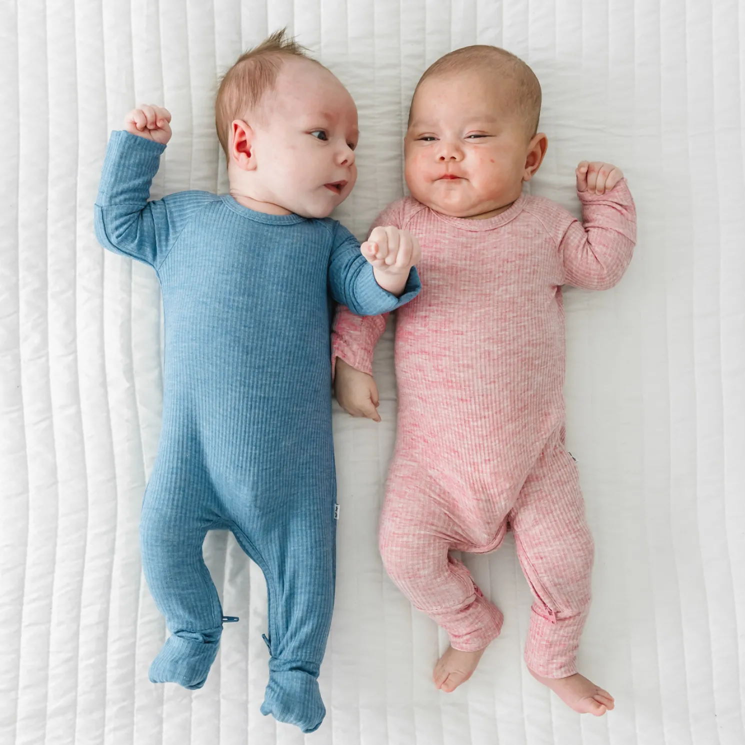 Heather Blue Ribbed Crescent Zippy