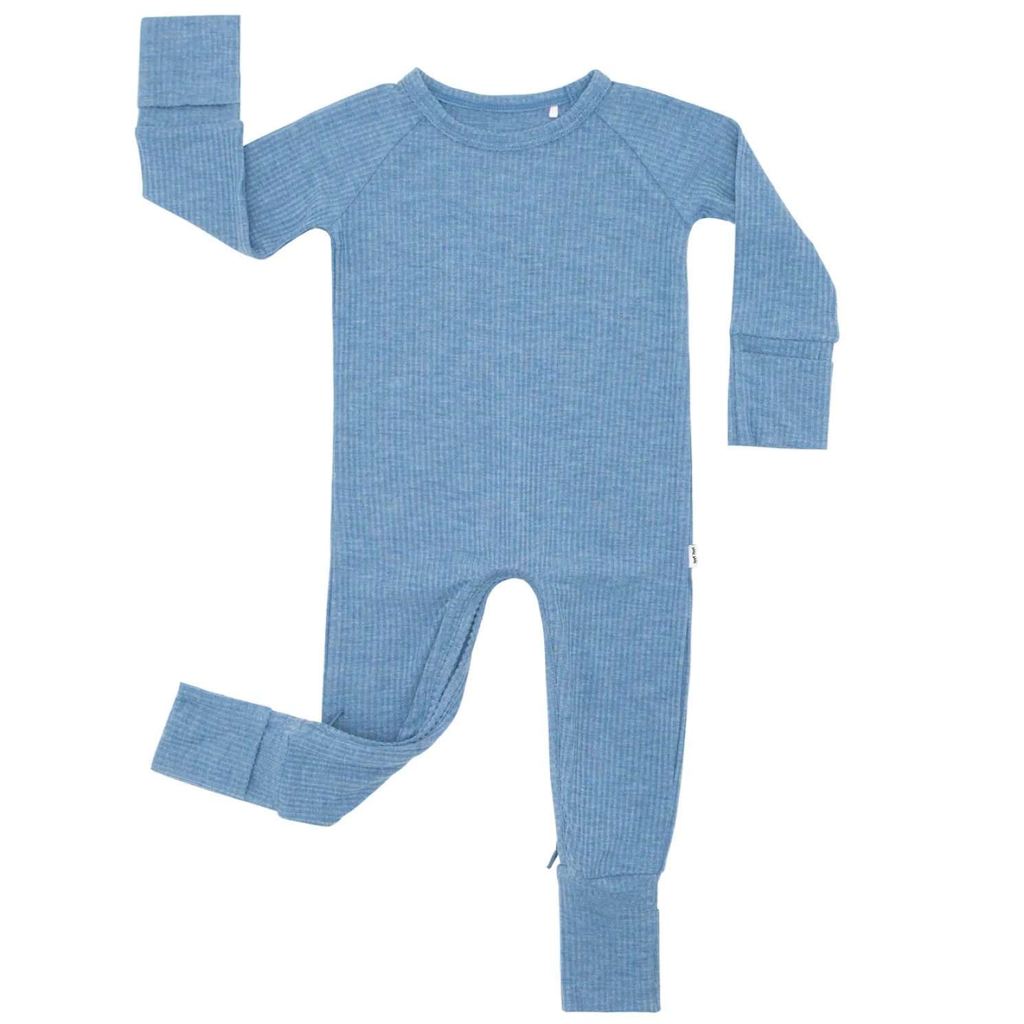 Heather Blue Ribbed Crescent Zippy