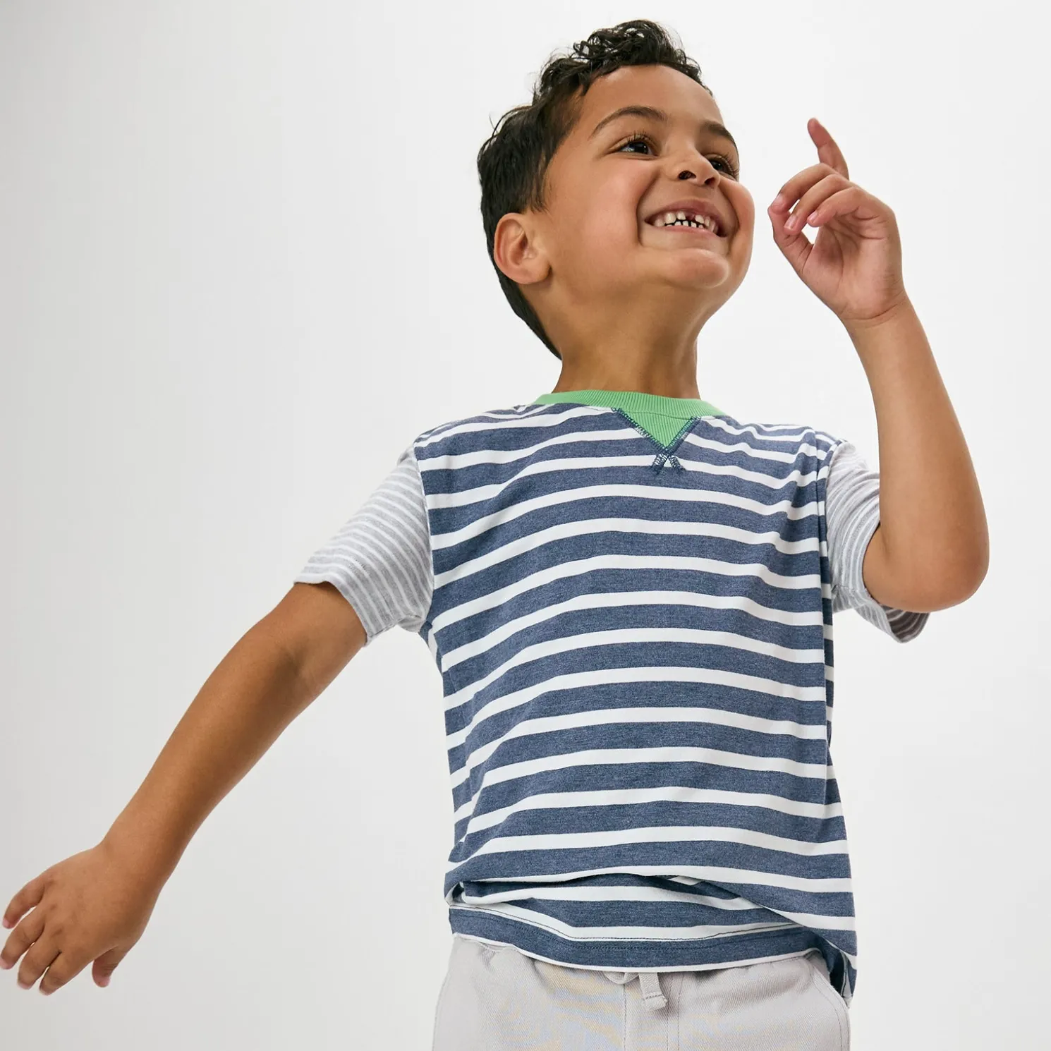 Heather Blue Stripes Relaxed Tee