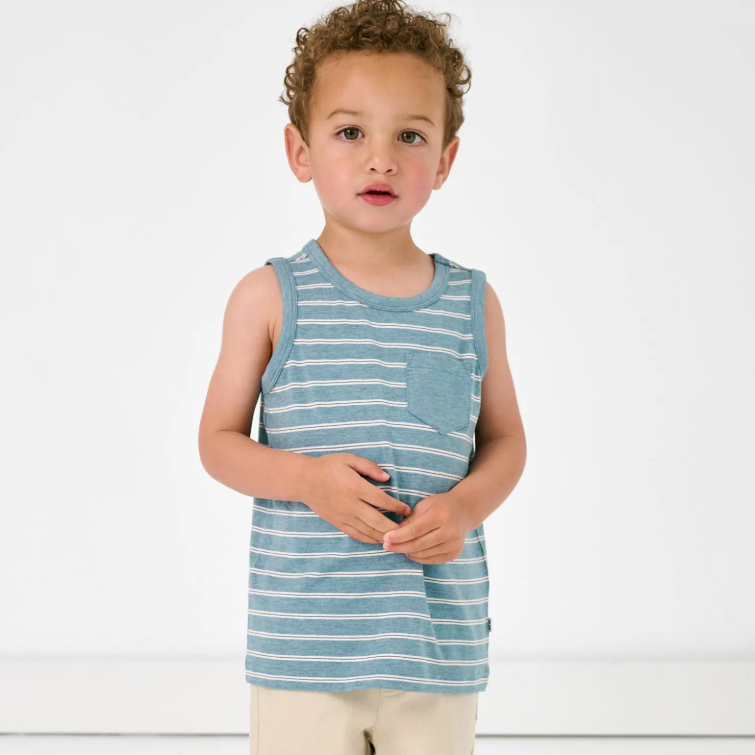 Heather Dusk Blue Stripes Pocket Tank