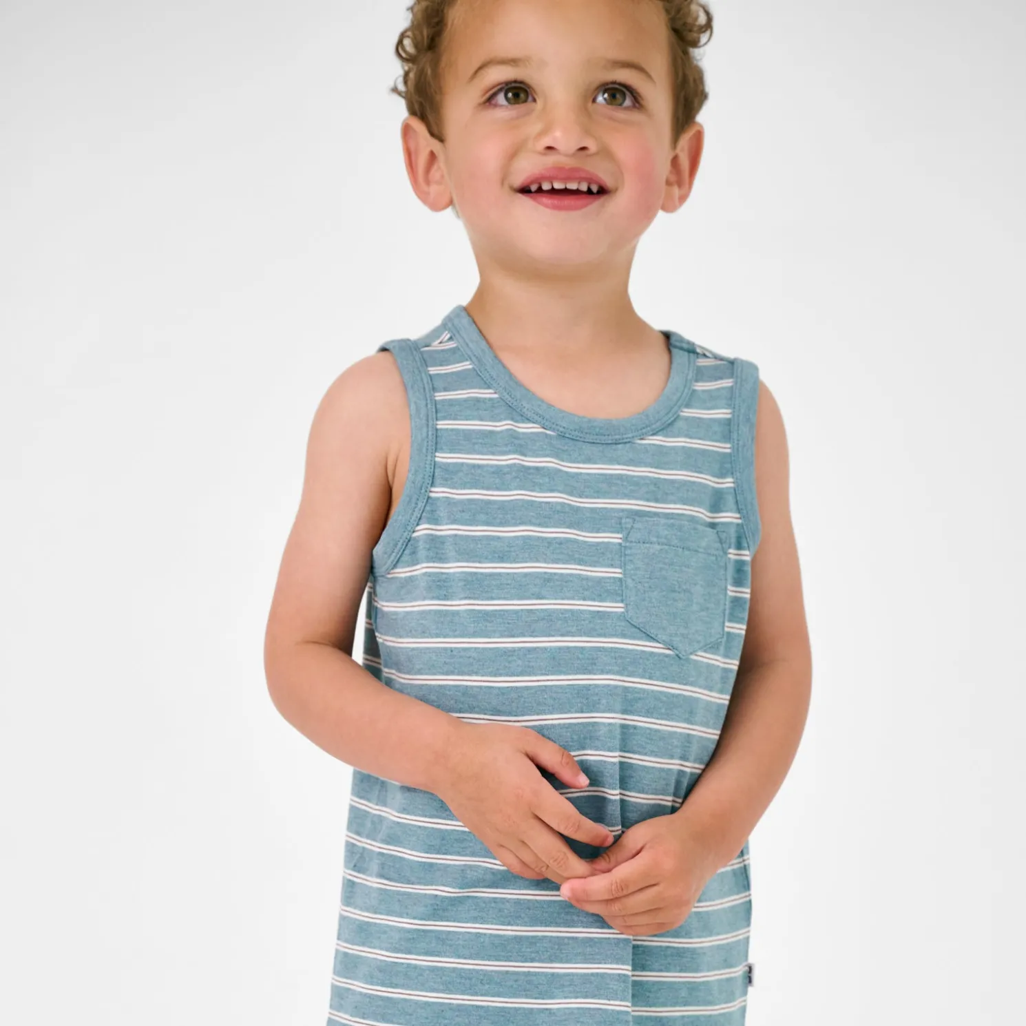 Heather Dusk Blue Stripes Pocket Tank