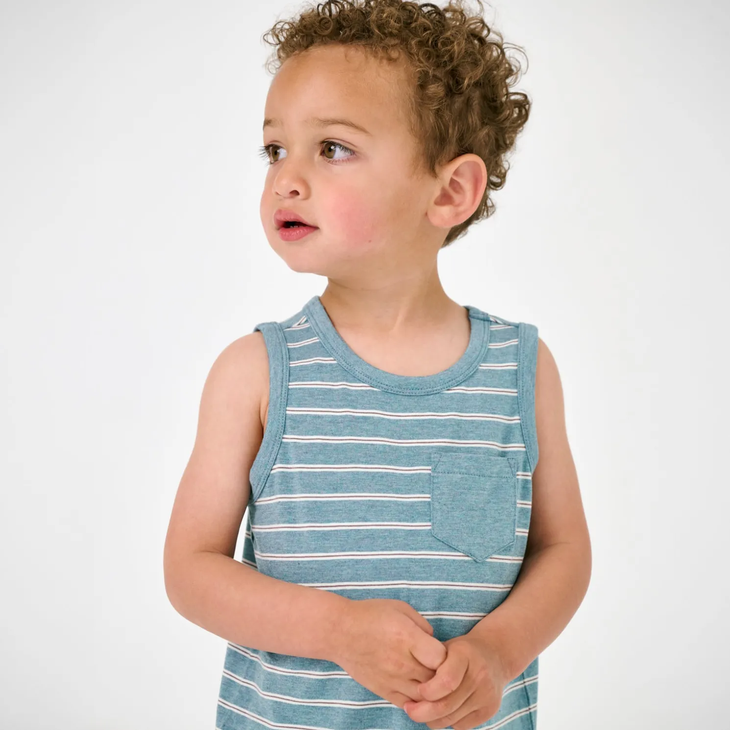 Heather Dusk Blue Stripes Pocket Tank