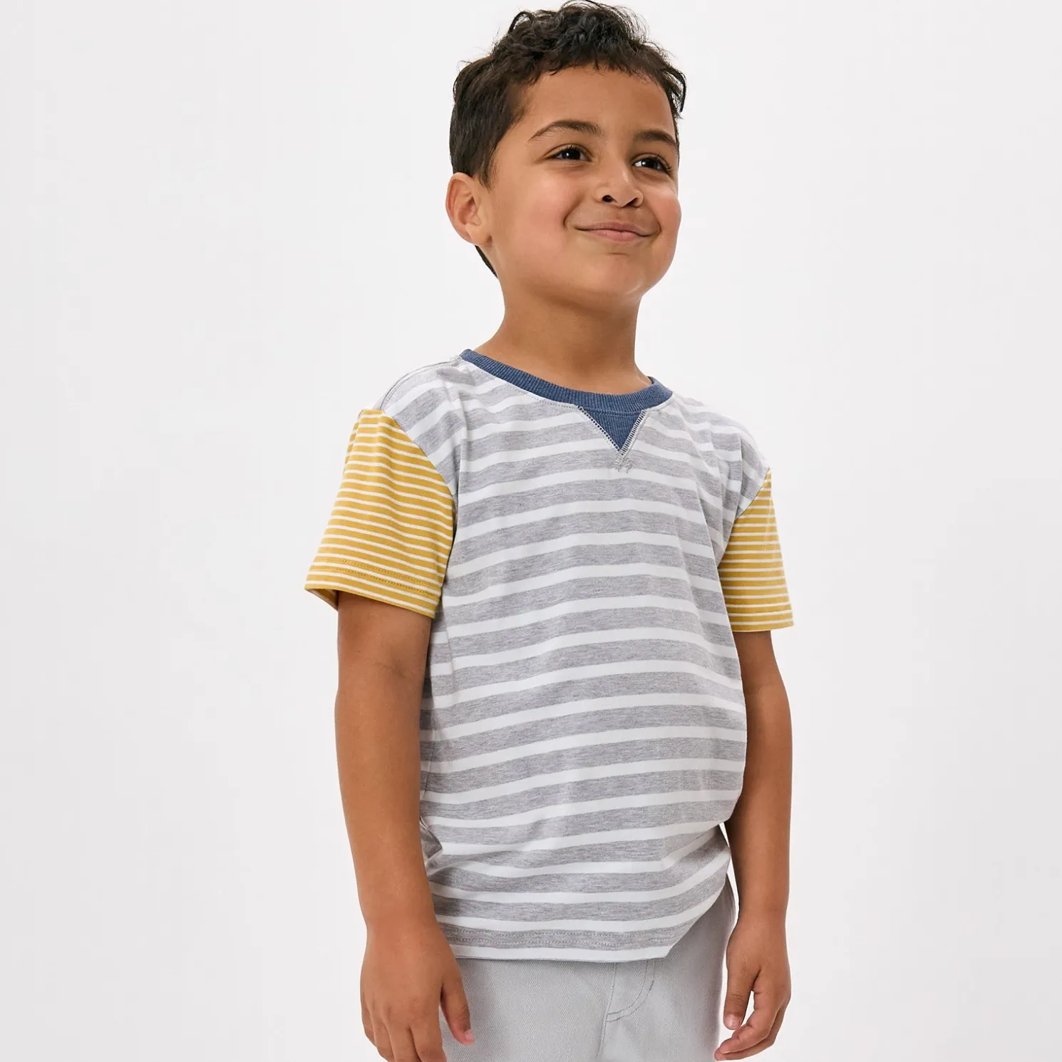 Heather Gray Stripes Relaxed Tee