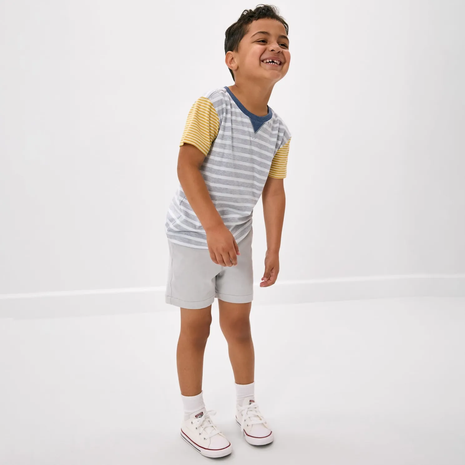 Heather Gray Stripes Relaxed Tee