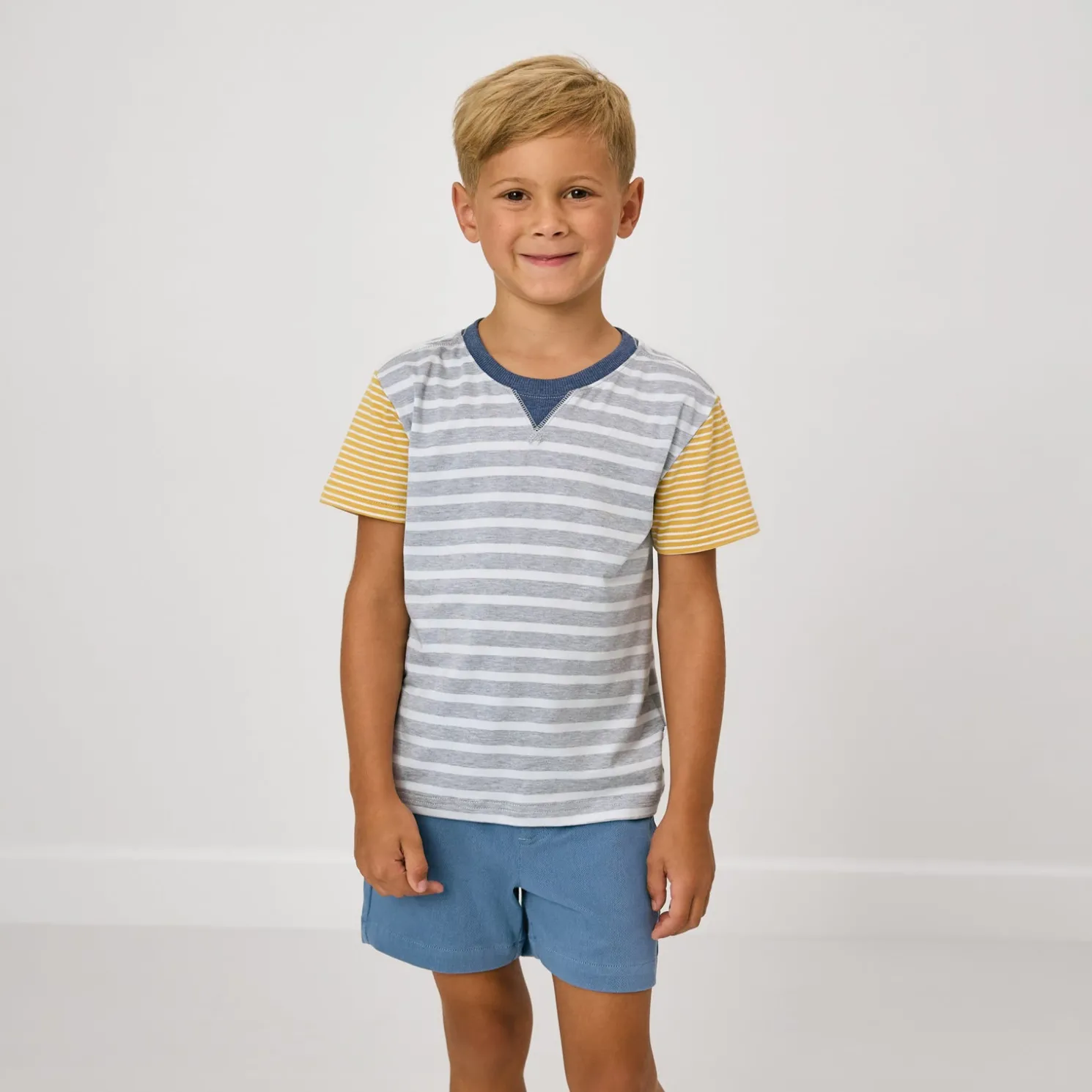 Heather Gray Stripes Relaxed Tee