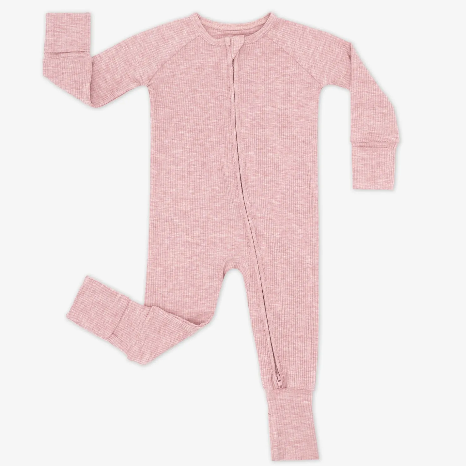 Heather Mauve Ribbed Zippy