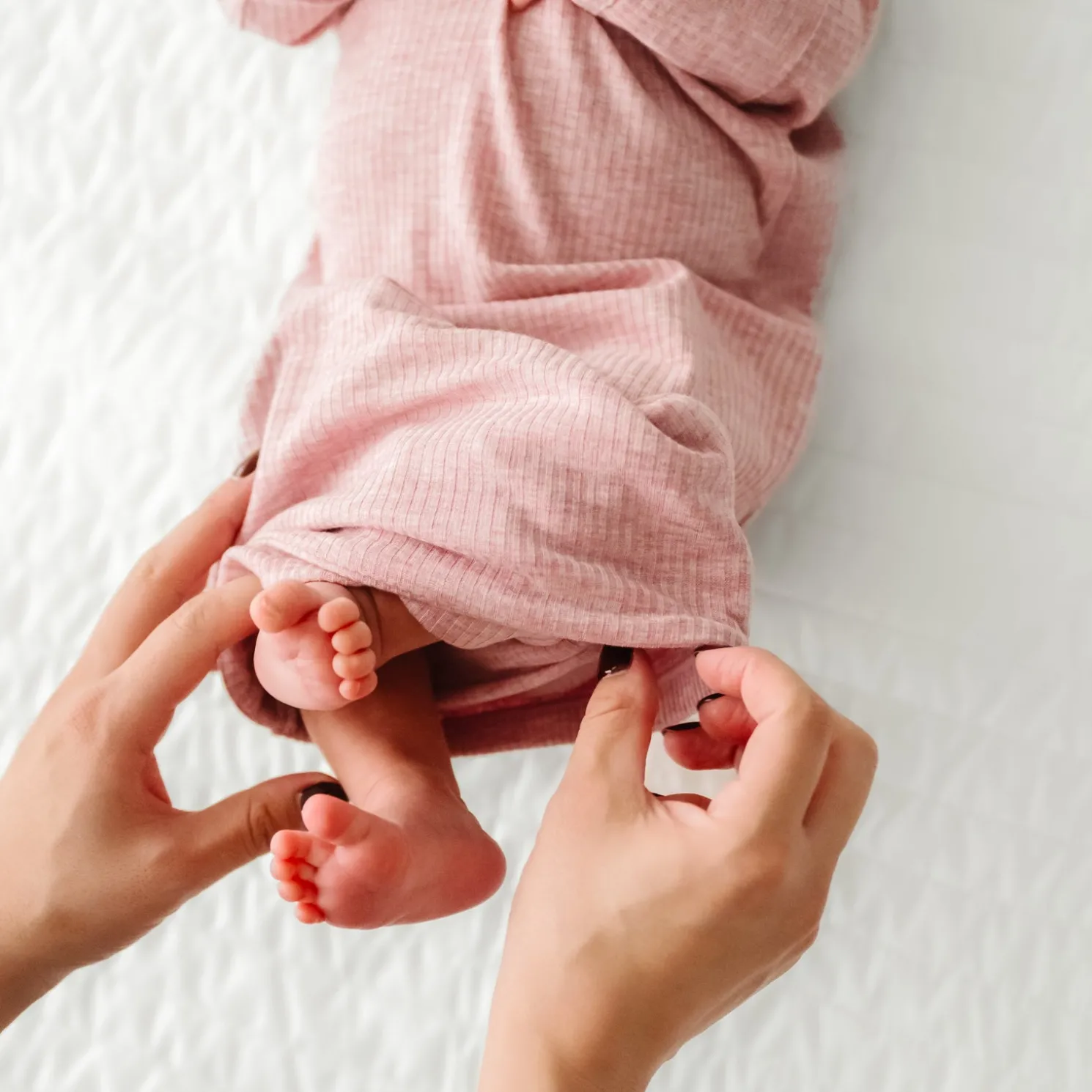 Heather Mauve Ribbed Infant Gown
