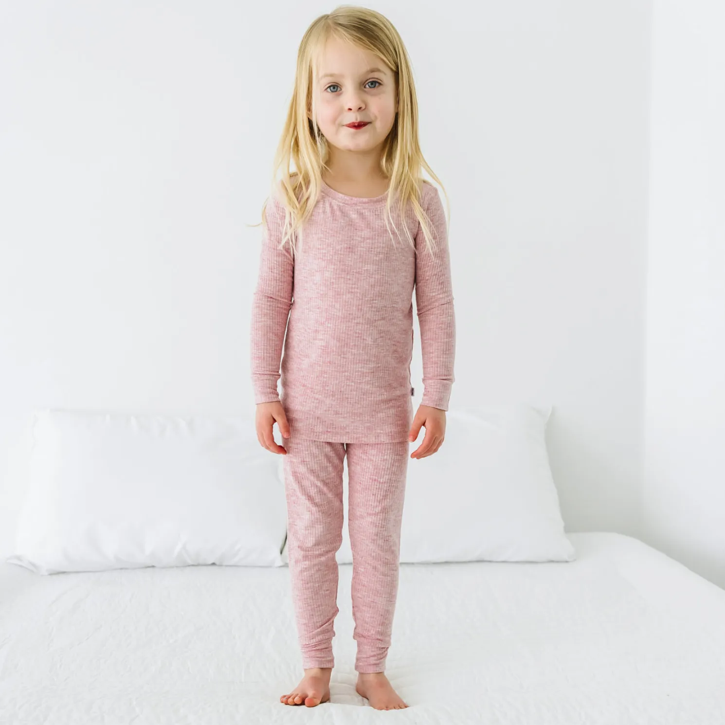 Heather Mauve Two-Piece Ribbed Pajama Set