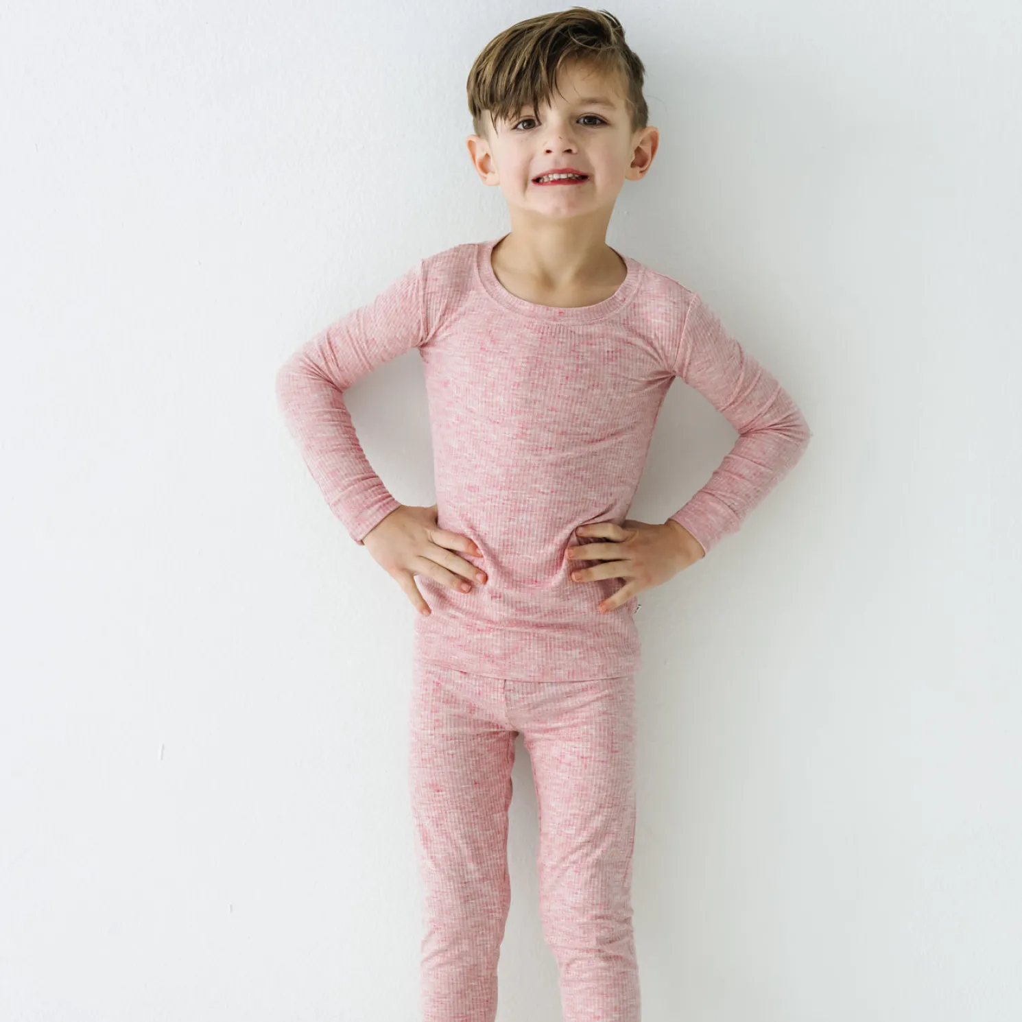 Heather Mauve Two-Piece Ribbed Pajama Set