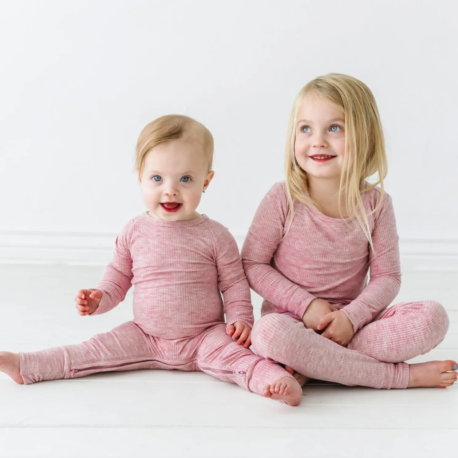 Heather Mauve Two-Piece Ribbed Pajama Set