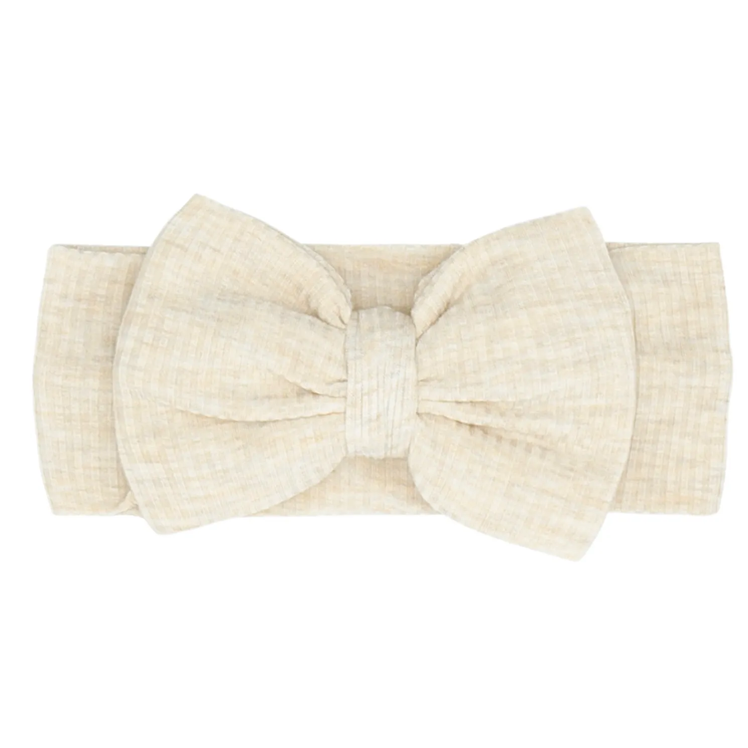 Heather Oatmeal Ribbed Luxe Bow Headband
