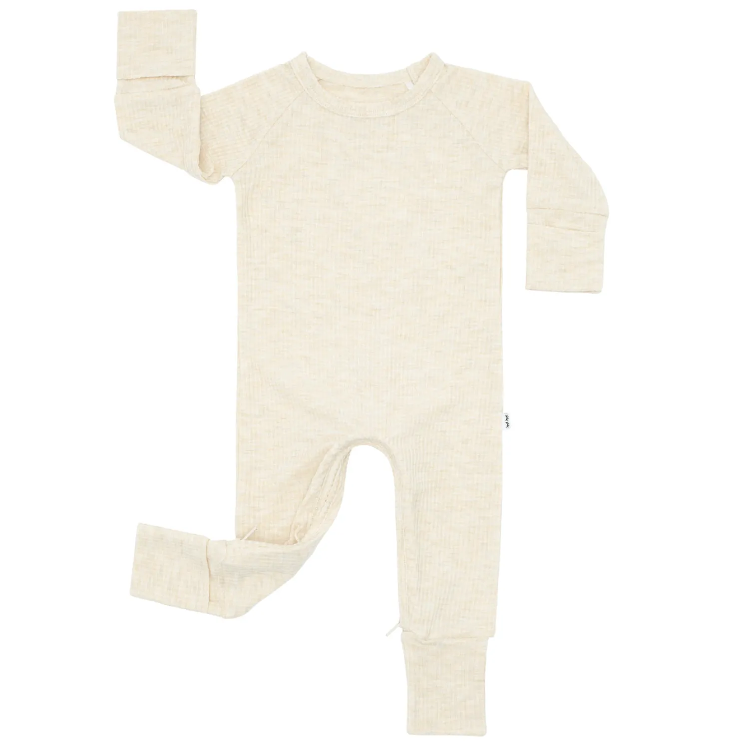 Heather Oatmeal Ribbed Crescent Zippy