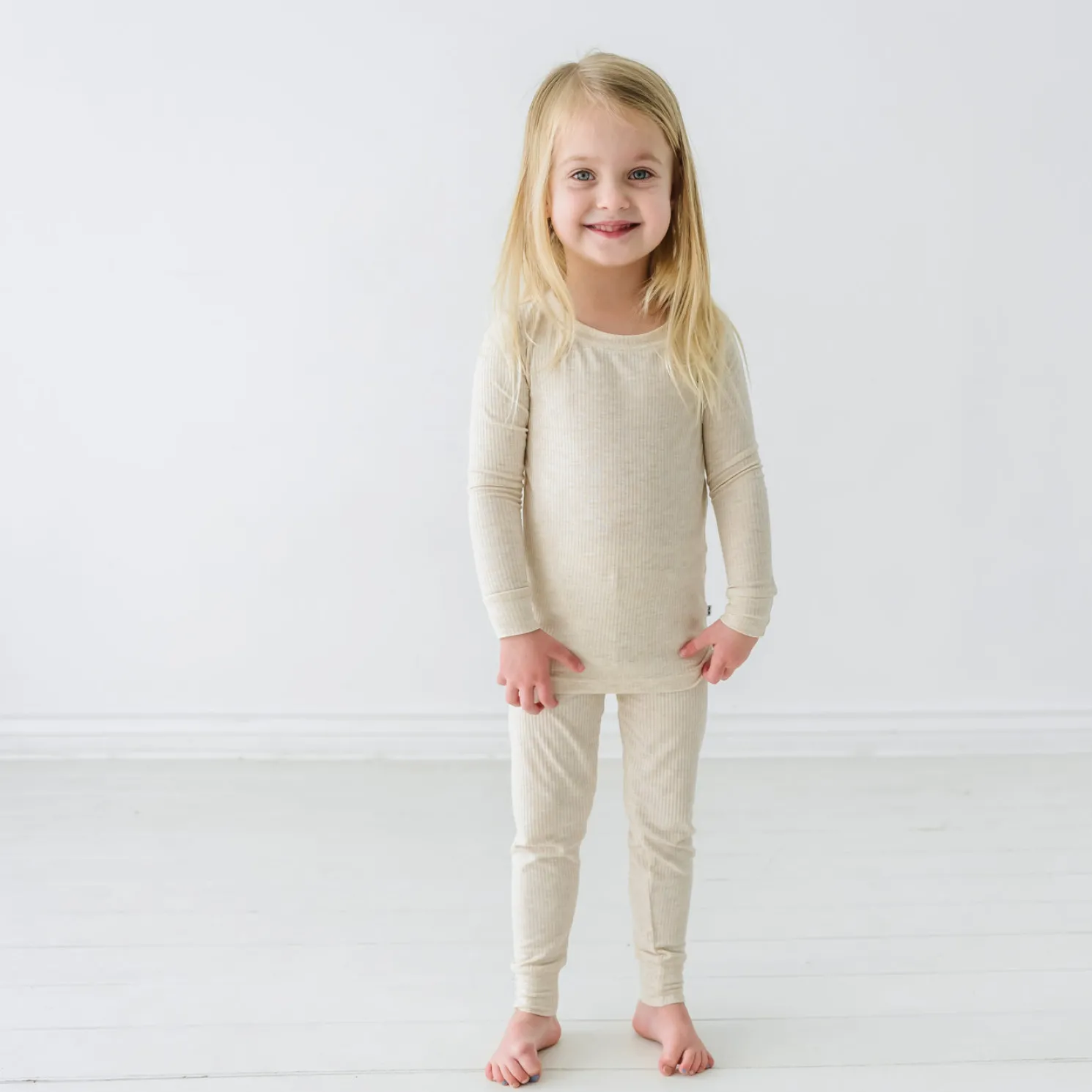 Heather Oatmeal Two-Piece Ribbed Pajama Set
