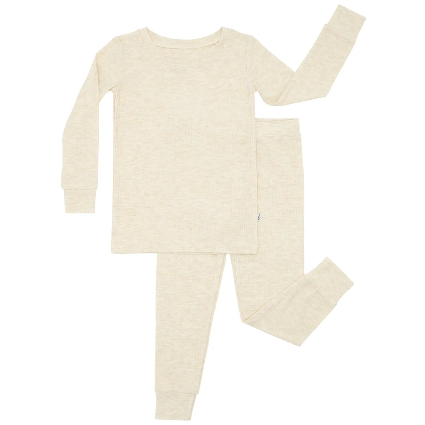 Heather Oatmeal Two-Piece Ribbed Pajama Set