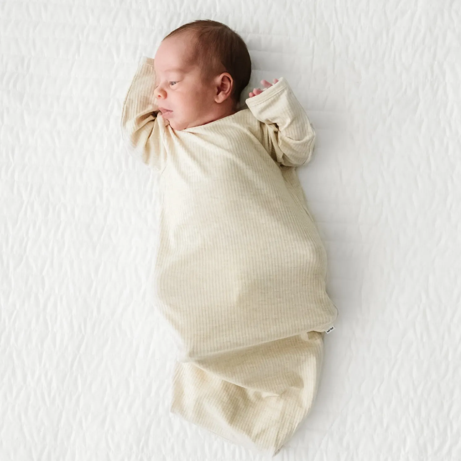 Heather Oatmeal Ribbed Infant Gown