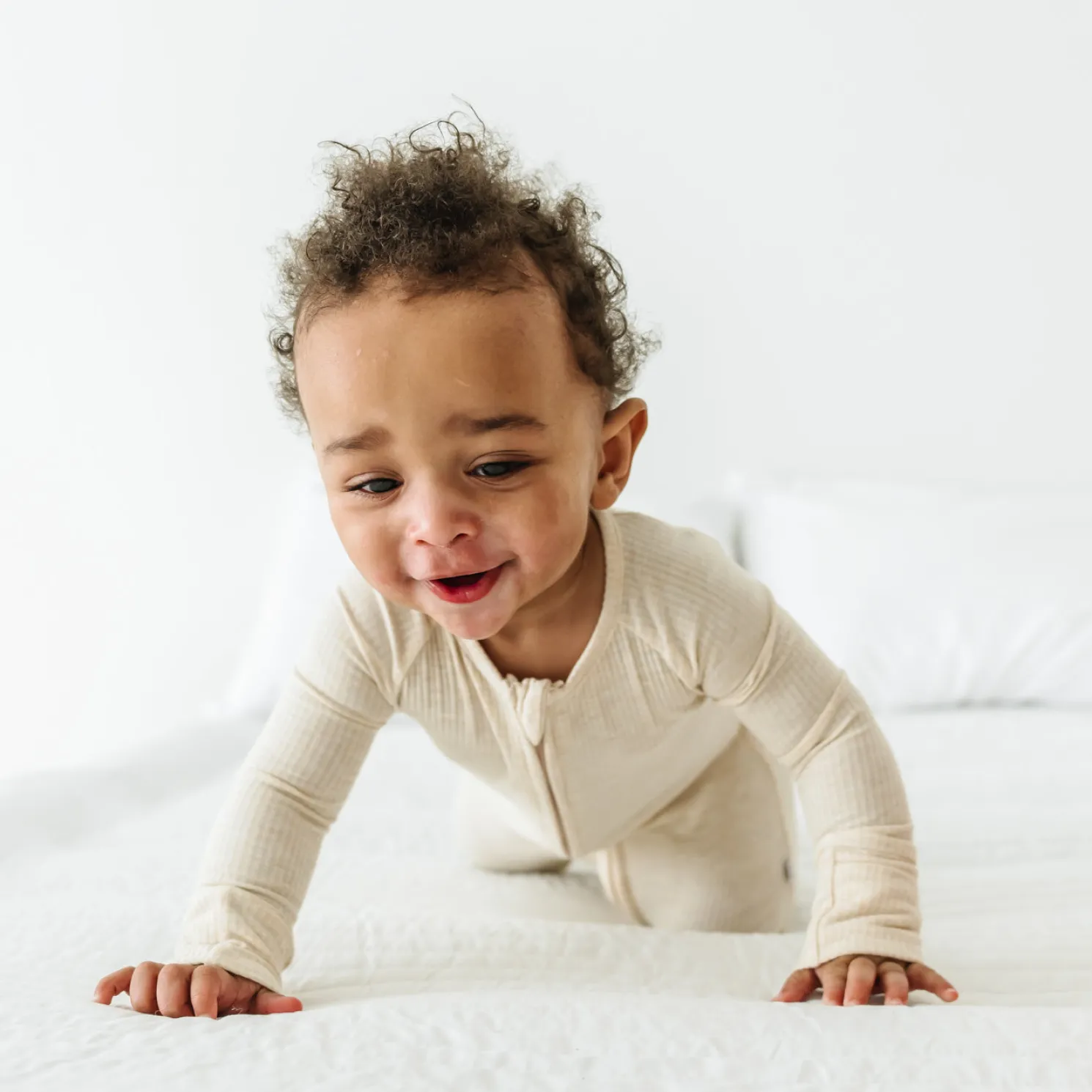 Heather Oatmeal Ribbed Zippy