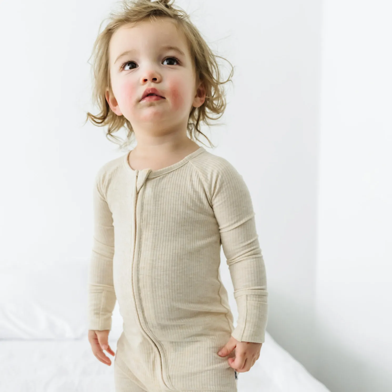 Heather Oatmeal Ribbed Zippy