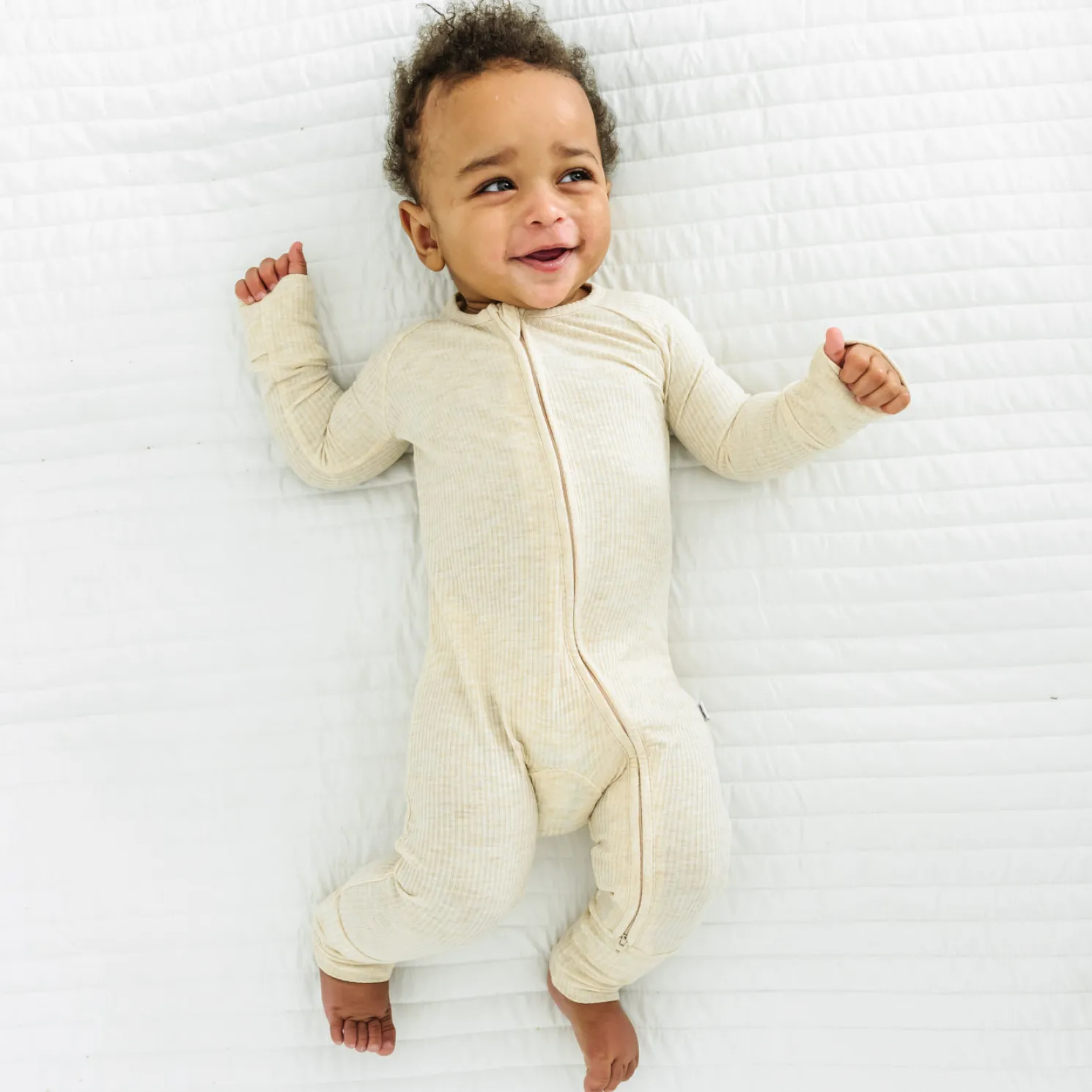 Heather Oatmeal Ribbed Zippy