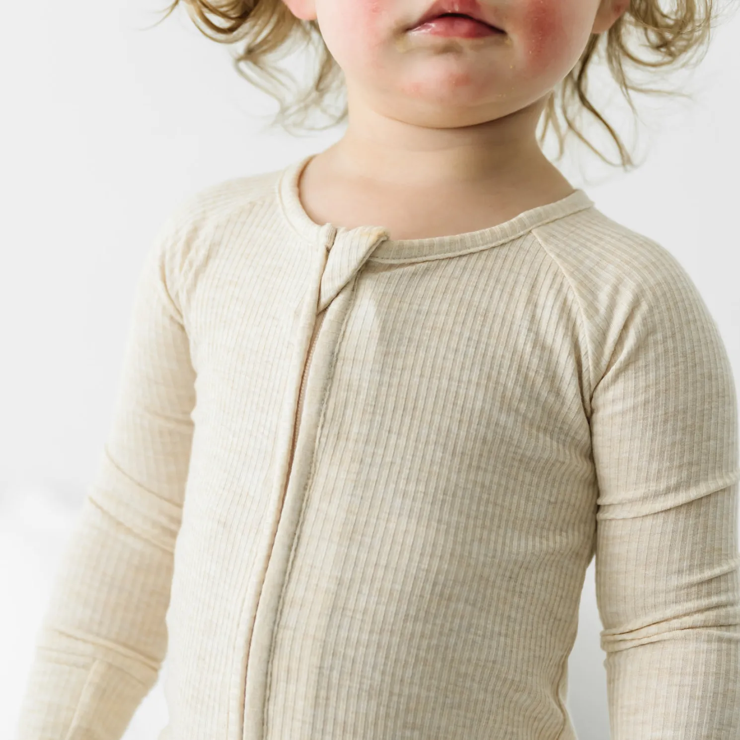 Heather Oatmeal Ribbed Zippy