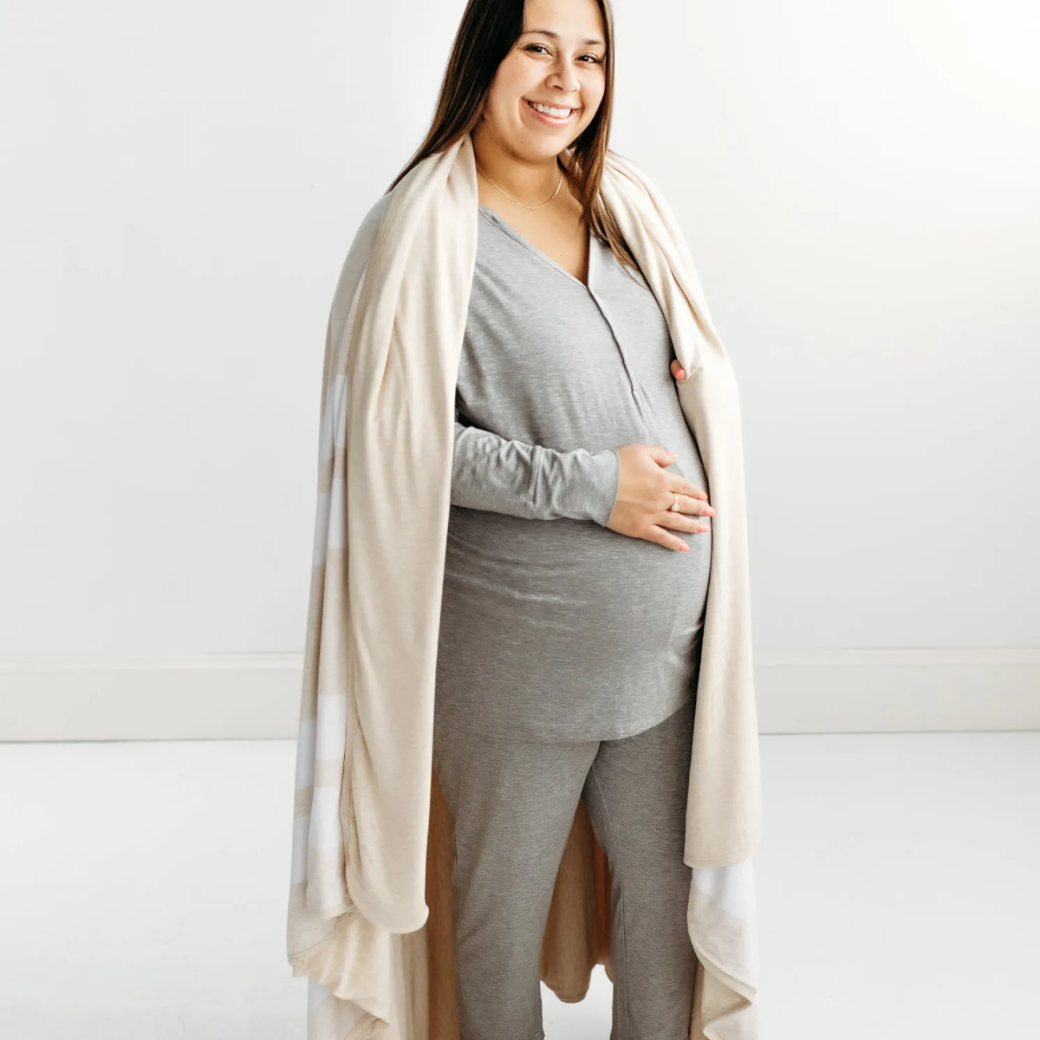 Heather Oatmeal Stripe Oversized Cloud Blanket®