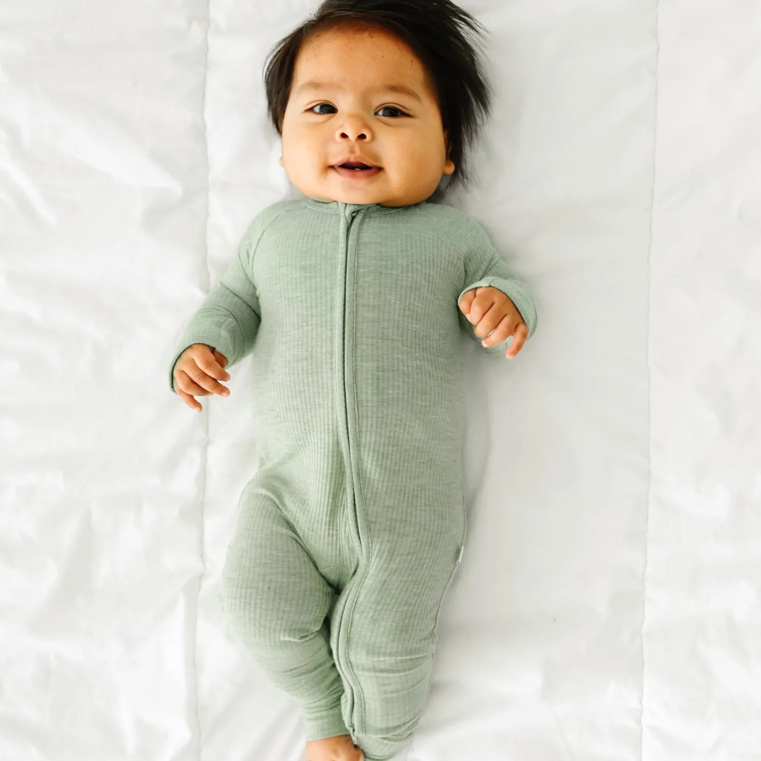 Heather Sage Ribbed Zippy