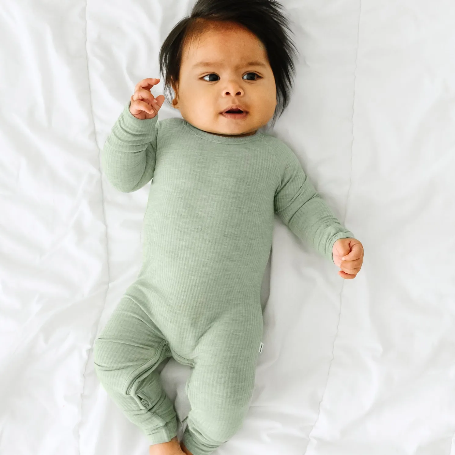 Heather Sage Ribbed Crescent Zippy