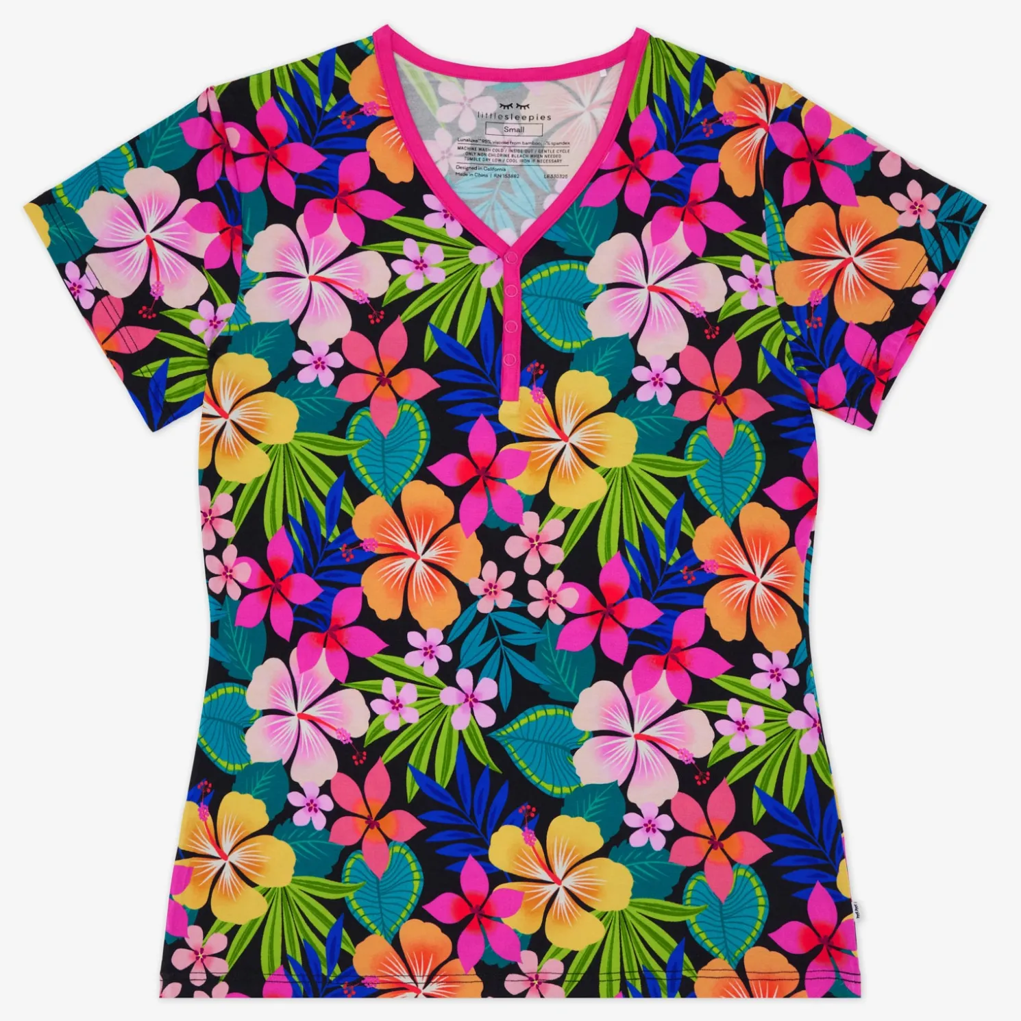 Jungle Blooms Women's Short Sleeve Pajama Top