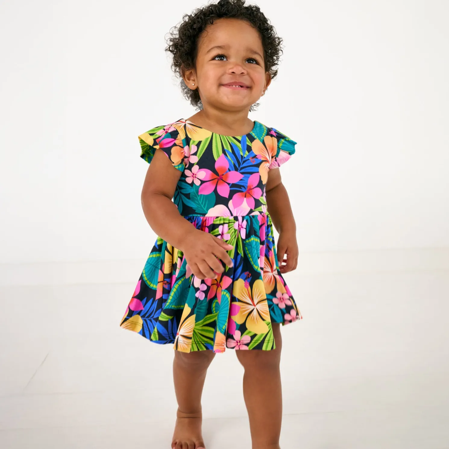 Jungle Blooms Flutter Twirl Dress with Bodysuit