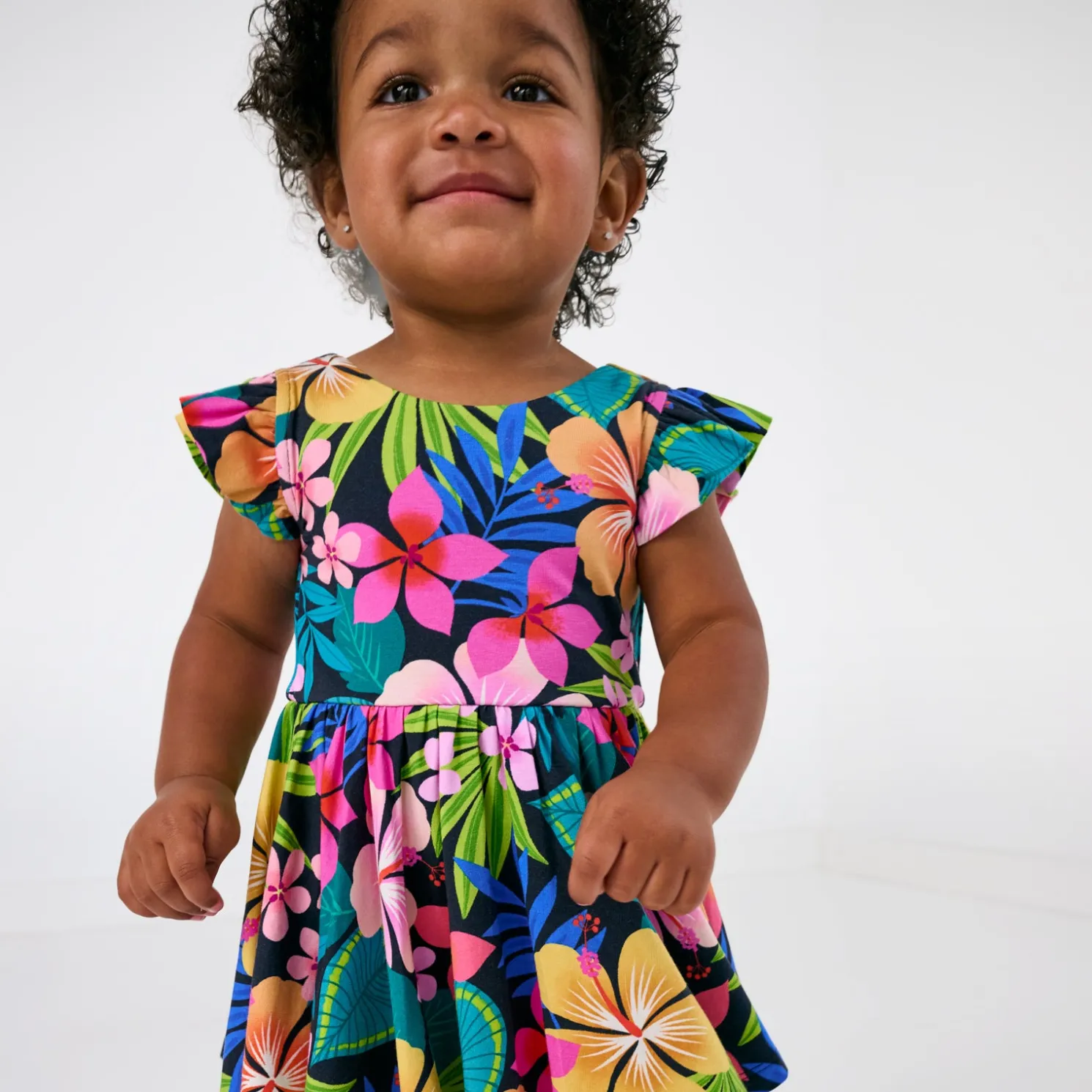 Jungle Blooms Flutter Twirl Dress with Bodysuit