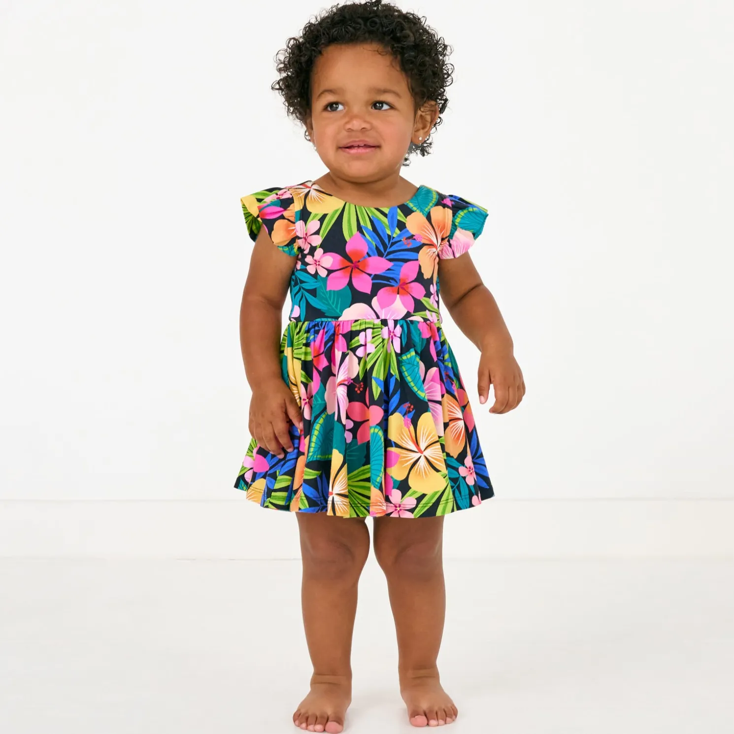 Jungle Blooms Flutter Twirl Dress with Bodysuit