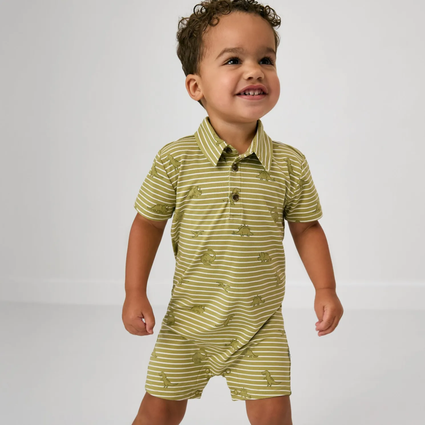 Jurassic Stripes Polo Shorty Romper