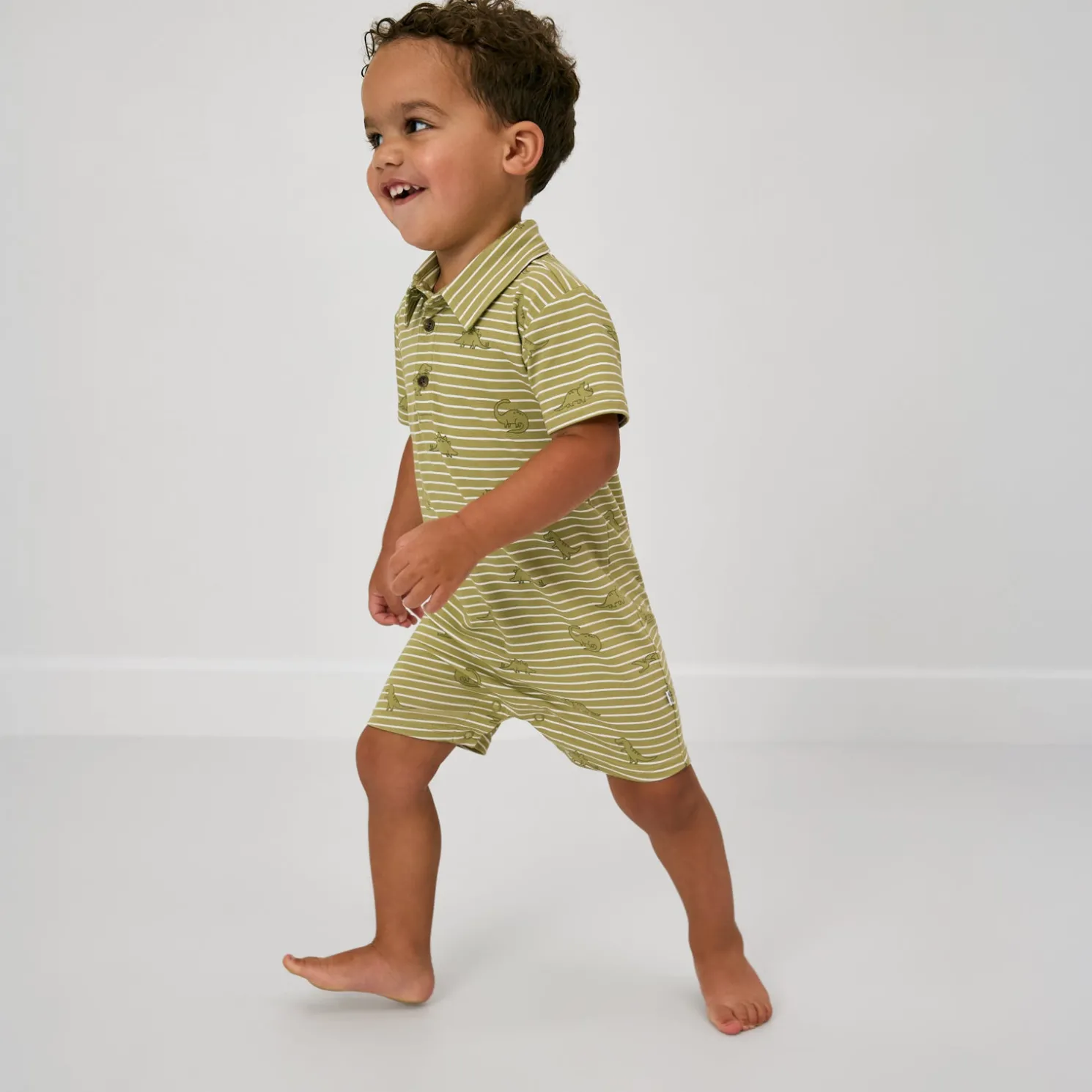 Jurassic Stripes Polo Shorty Romper