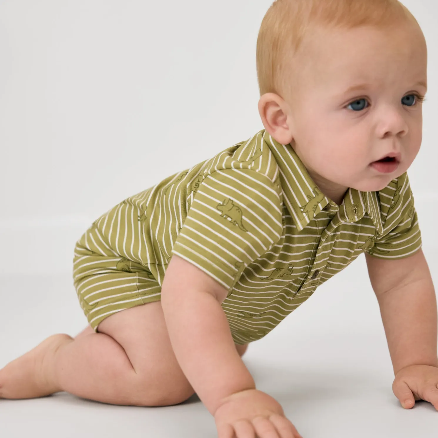 Jurassic Stripes Polo Shorty Romper