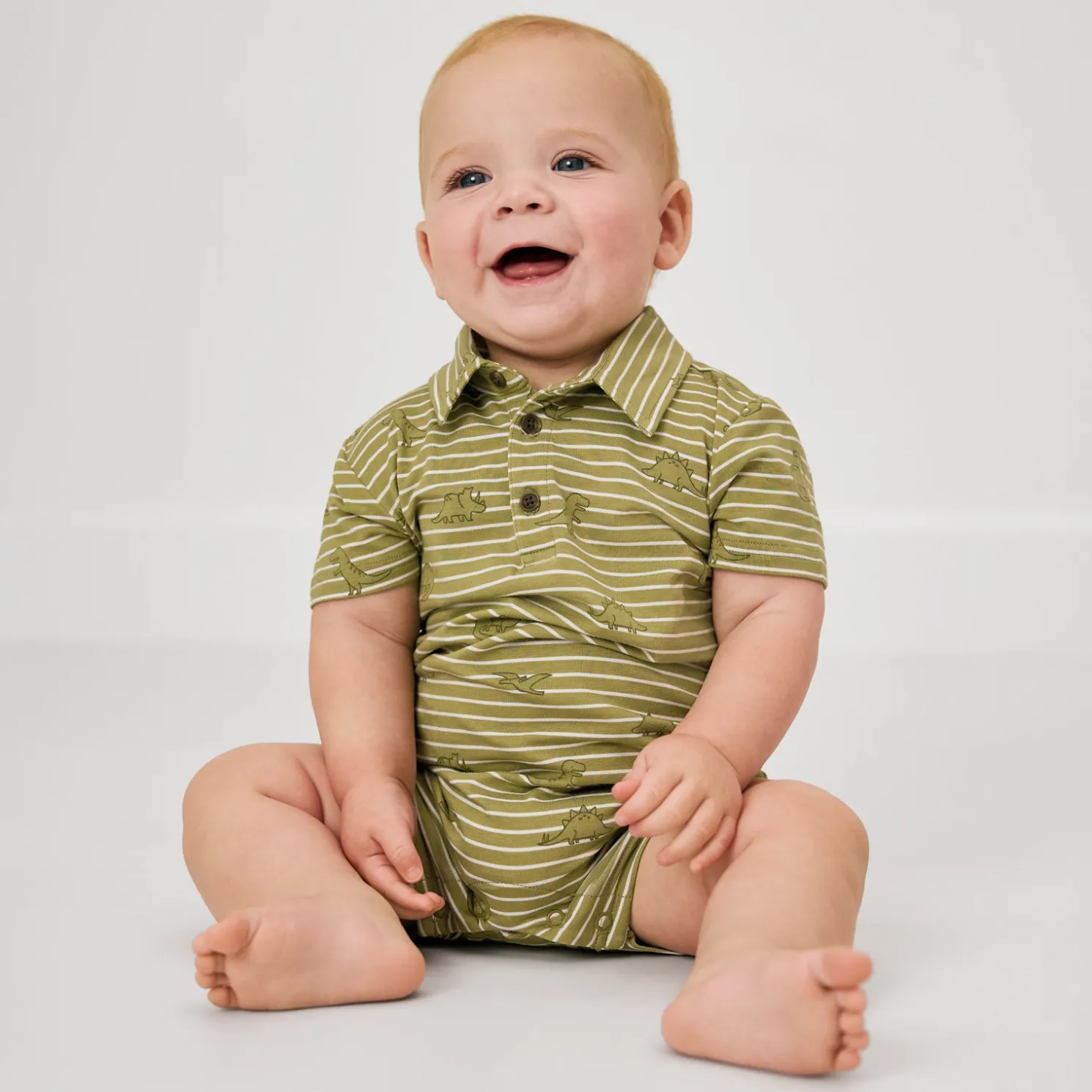 Jurassic Stripes Polo Shorty Romper