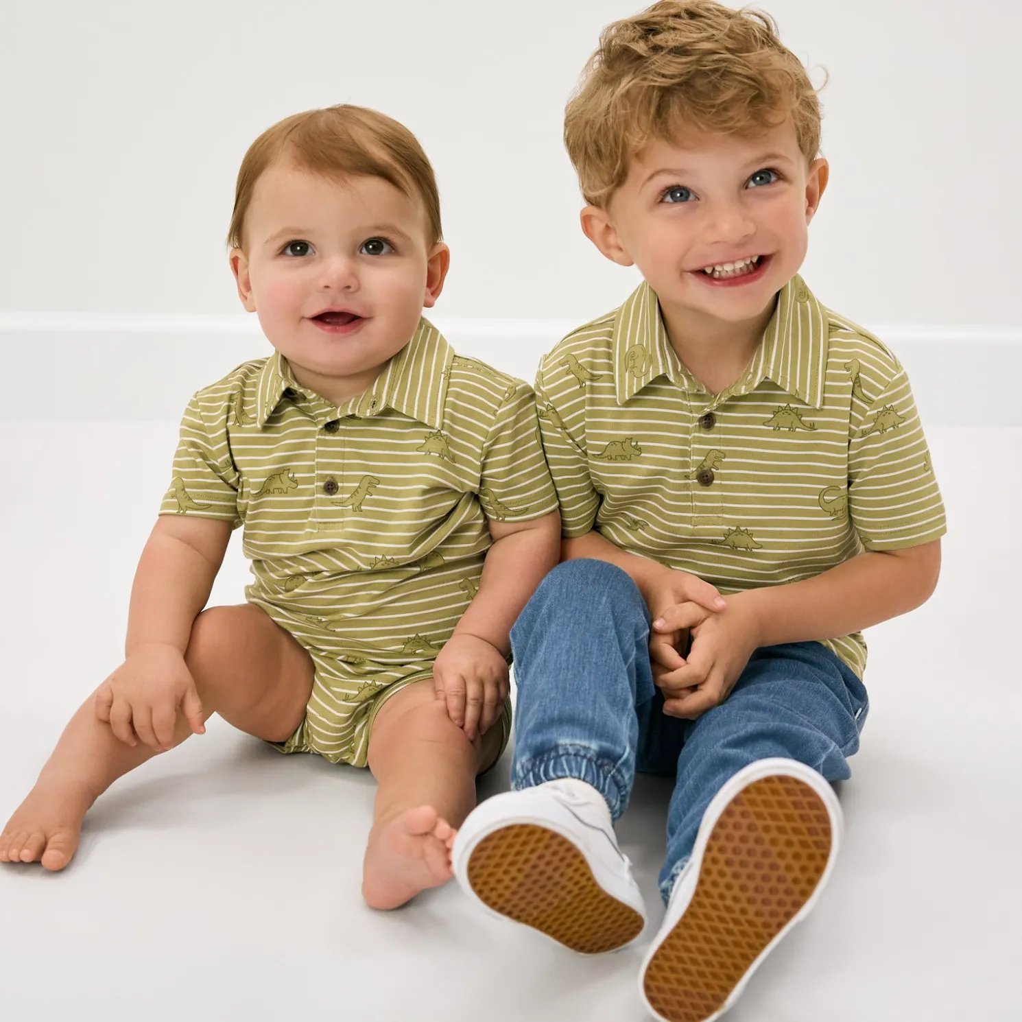 Jurassic Stripes Polo Shorty Romper